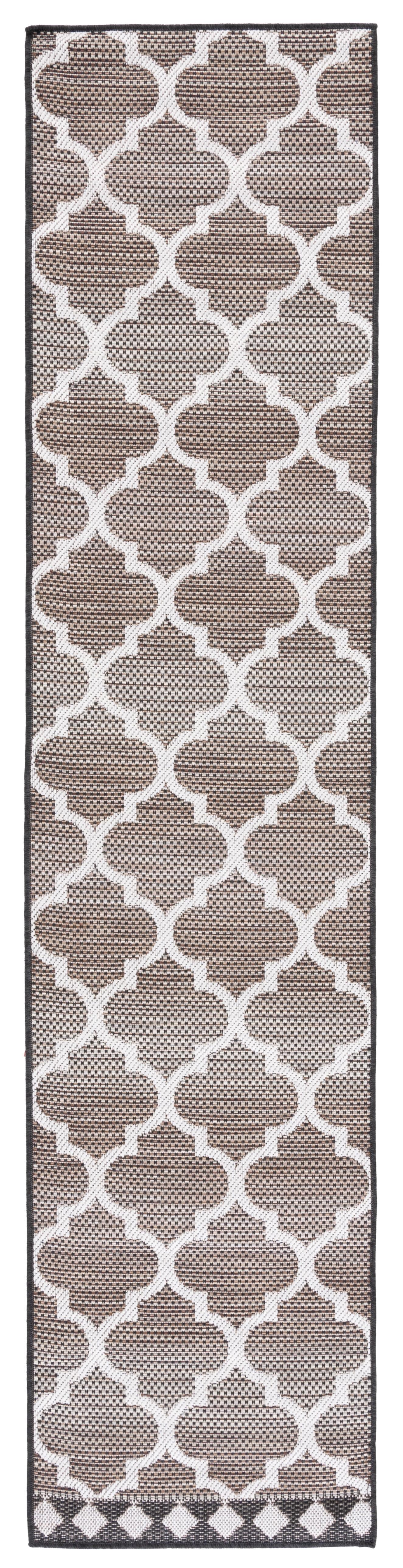 Havana Light Brown and Ivory Geometric Runner Rug