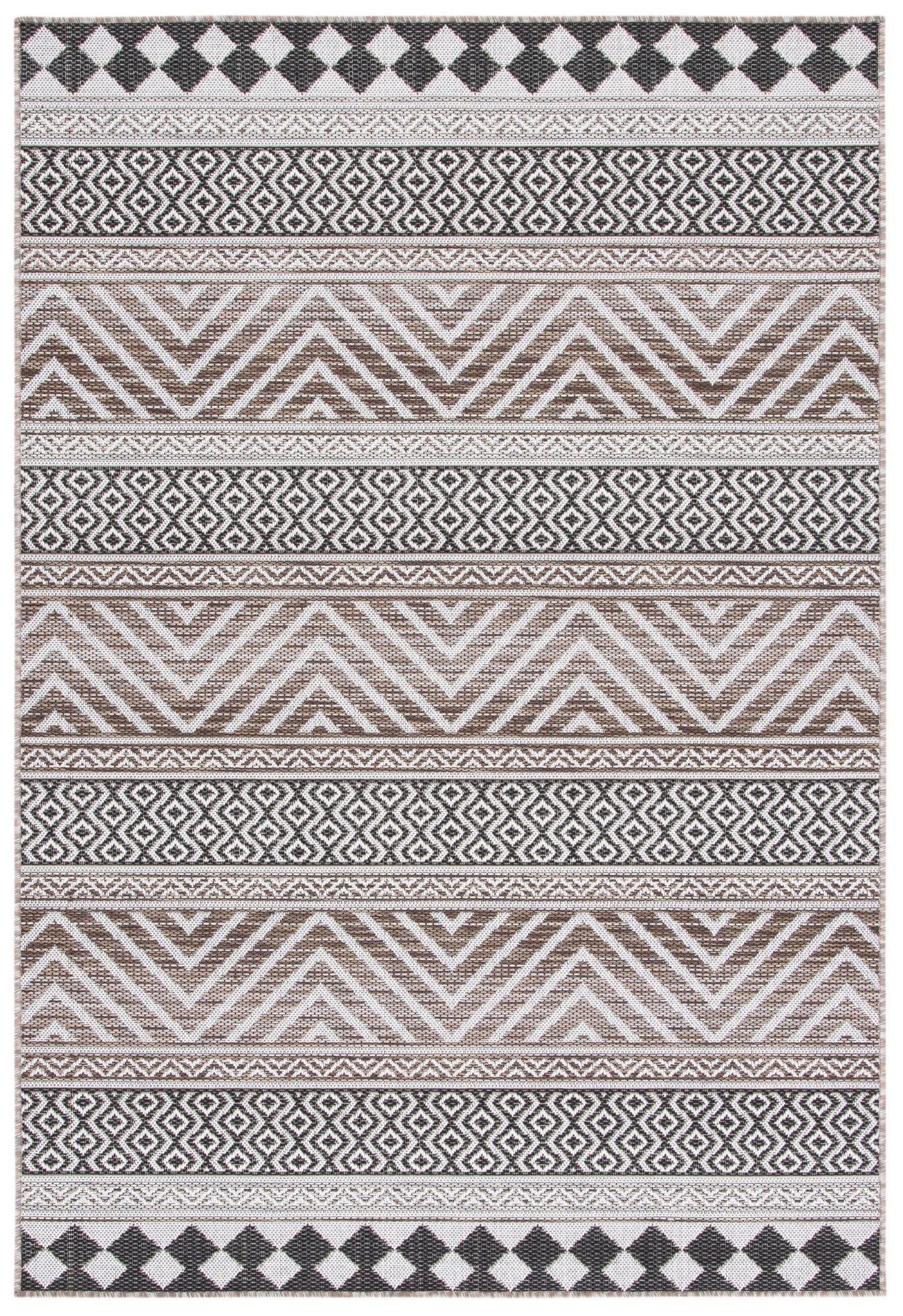 Havana Light Brown and Black Geometric Indoor/Outdoor Area Rug