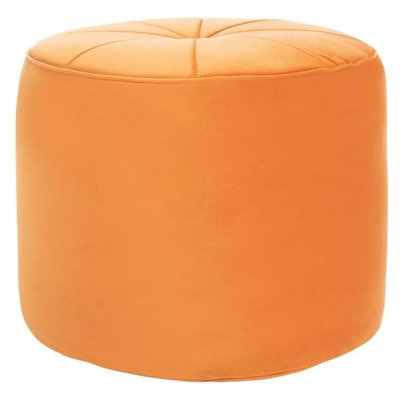 SAFAVIEH Hawkem Modern Velvet Ottoman, Orange