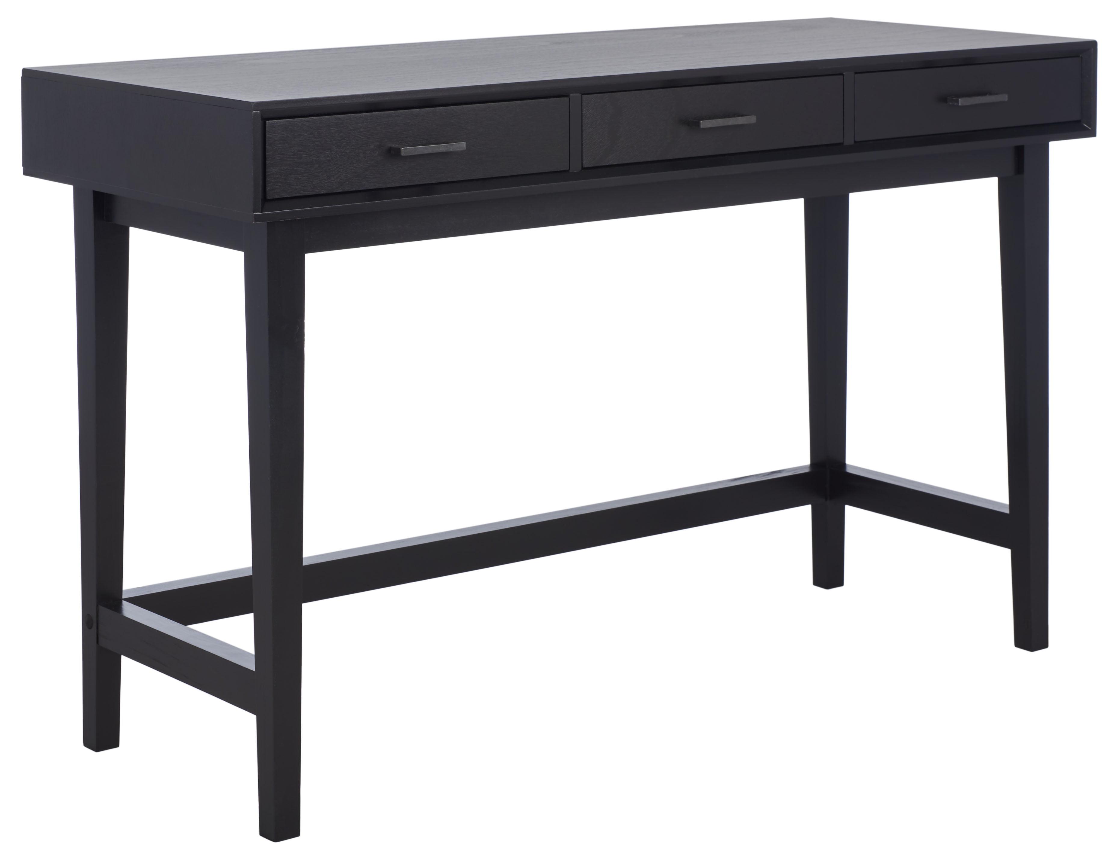 SAFAVIEH Hawthorn Solid Retro 3 Drawer Writing Desk, Black