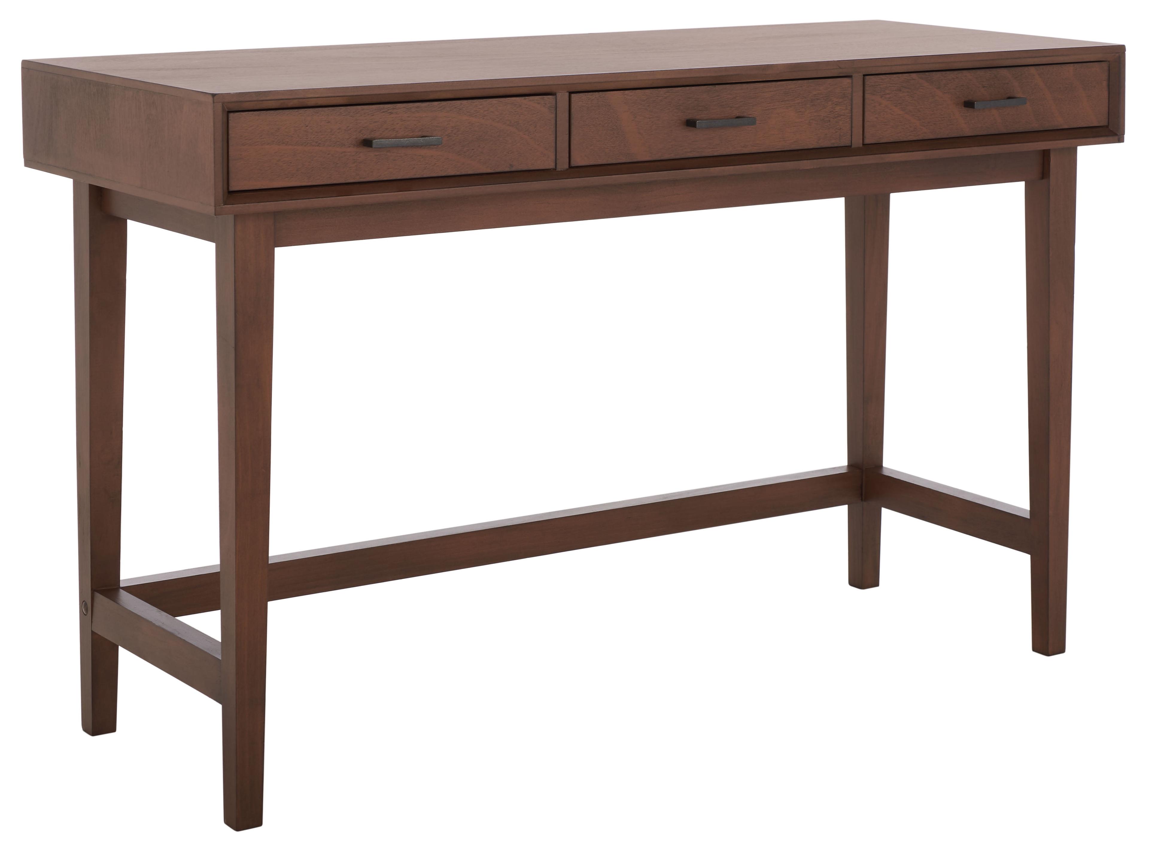 Retro Chic Hawthorn Brown Wood 3-Drawer Writing Desk