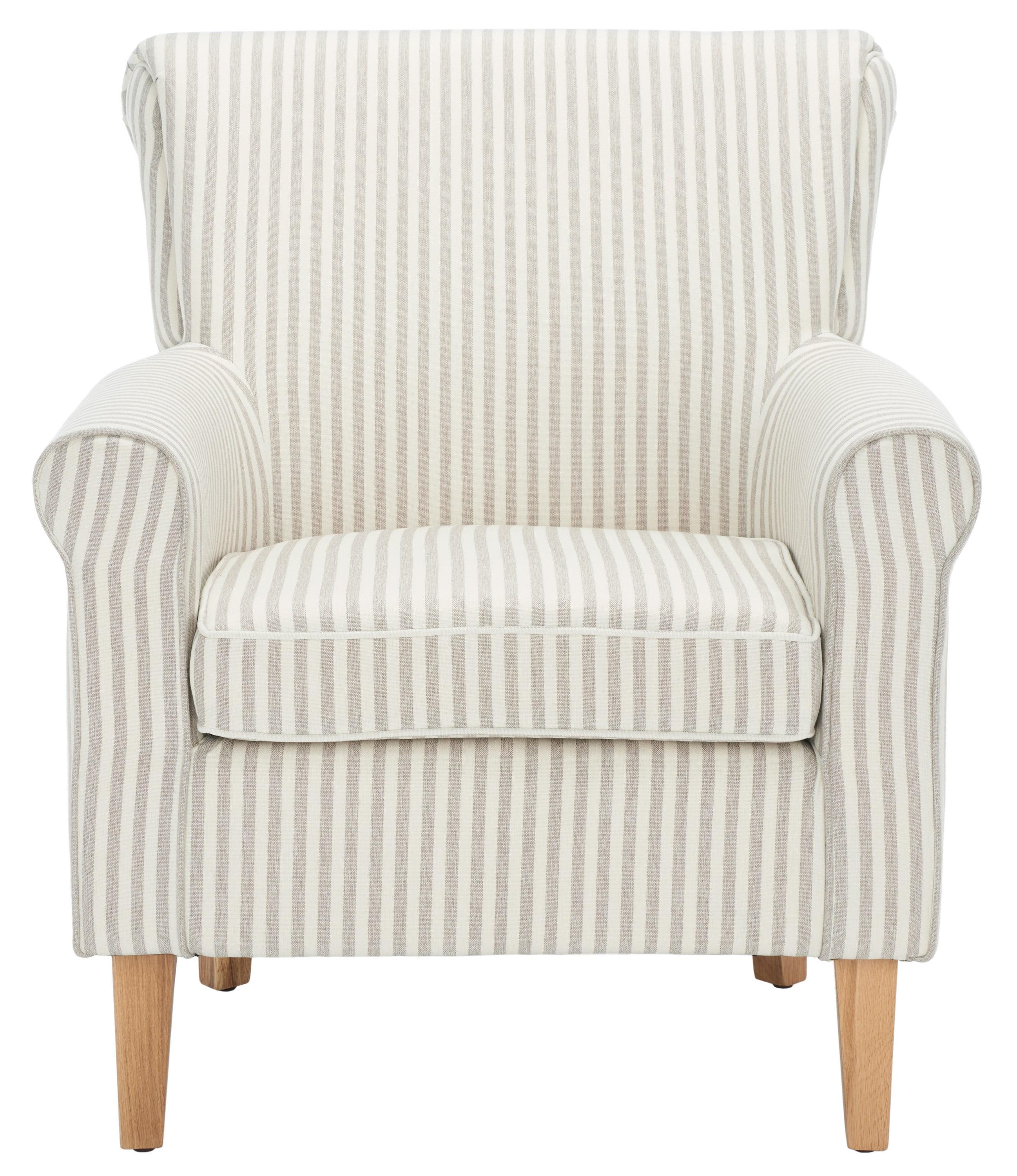 SAFAVIEH Hazina Modern Style Club Chairs, Beige Stripe (30 in. W x 32.8 in. D x 35.4 in. H)