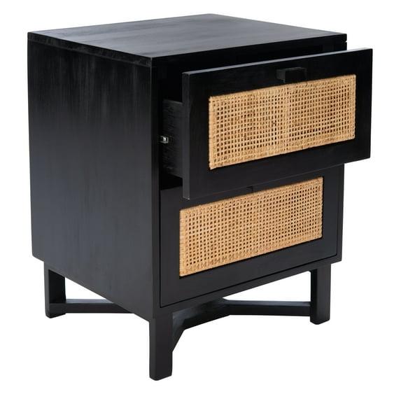 Hedwig 2 Drawer Nightstand - Black/Natural - Safavieh.
