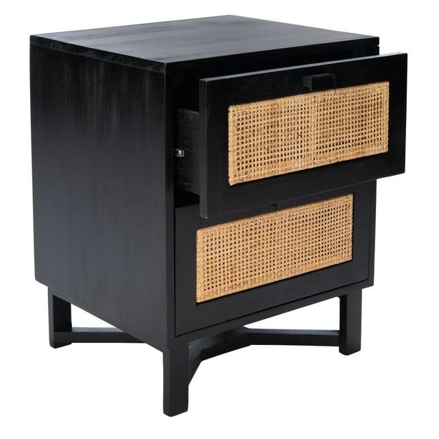 Hedwig 2 Drawer Nightstand - Black/Natural - Safavieh.