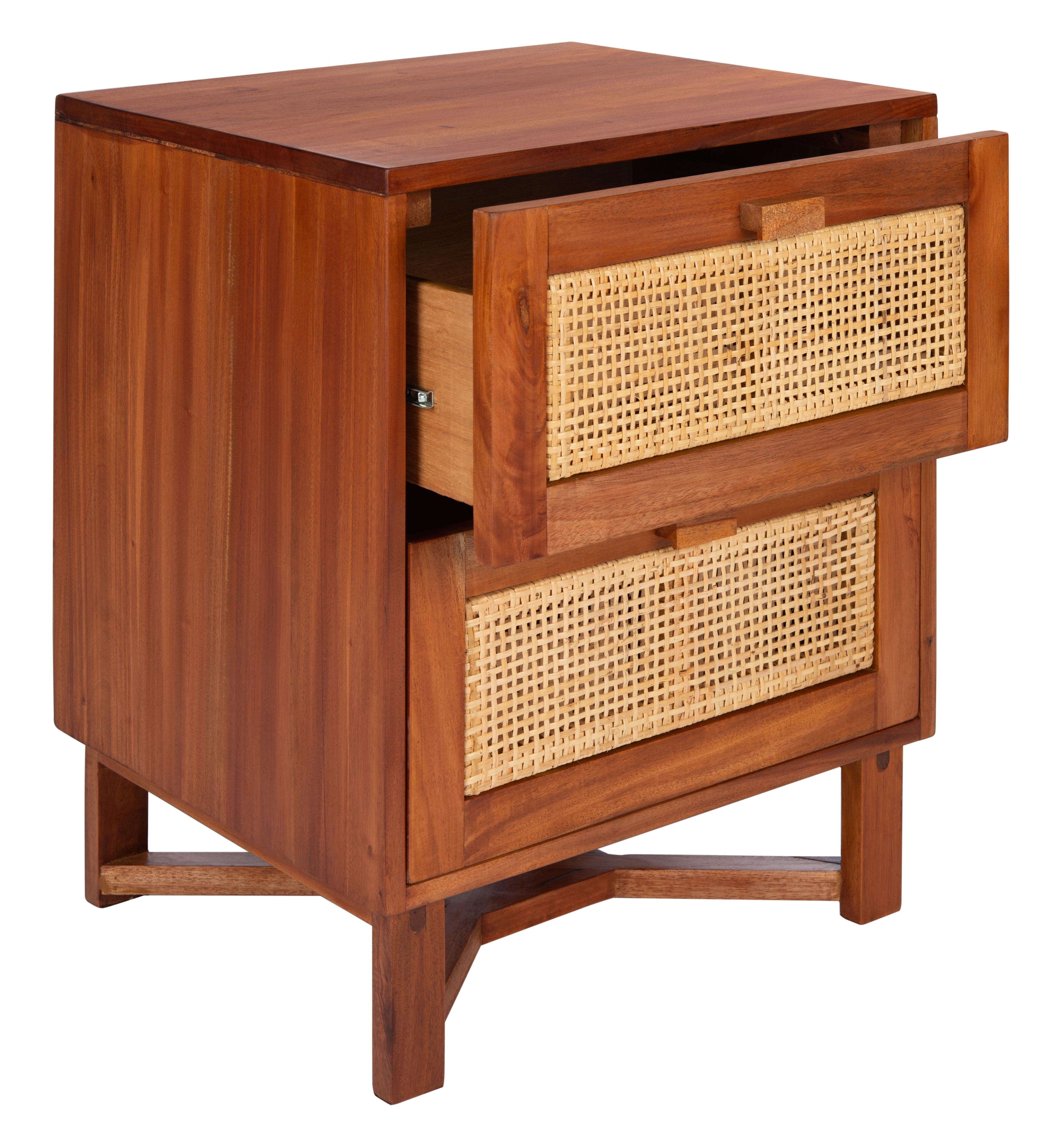 Hedwig Coastal Natural Rattan 2-Drawer Nightstand