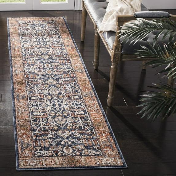 Heirloom HRL703 Power Loomed Runner Rug - Navy/Beige - 2'x8' - Safavieh.