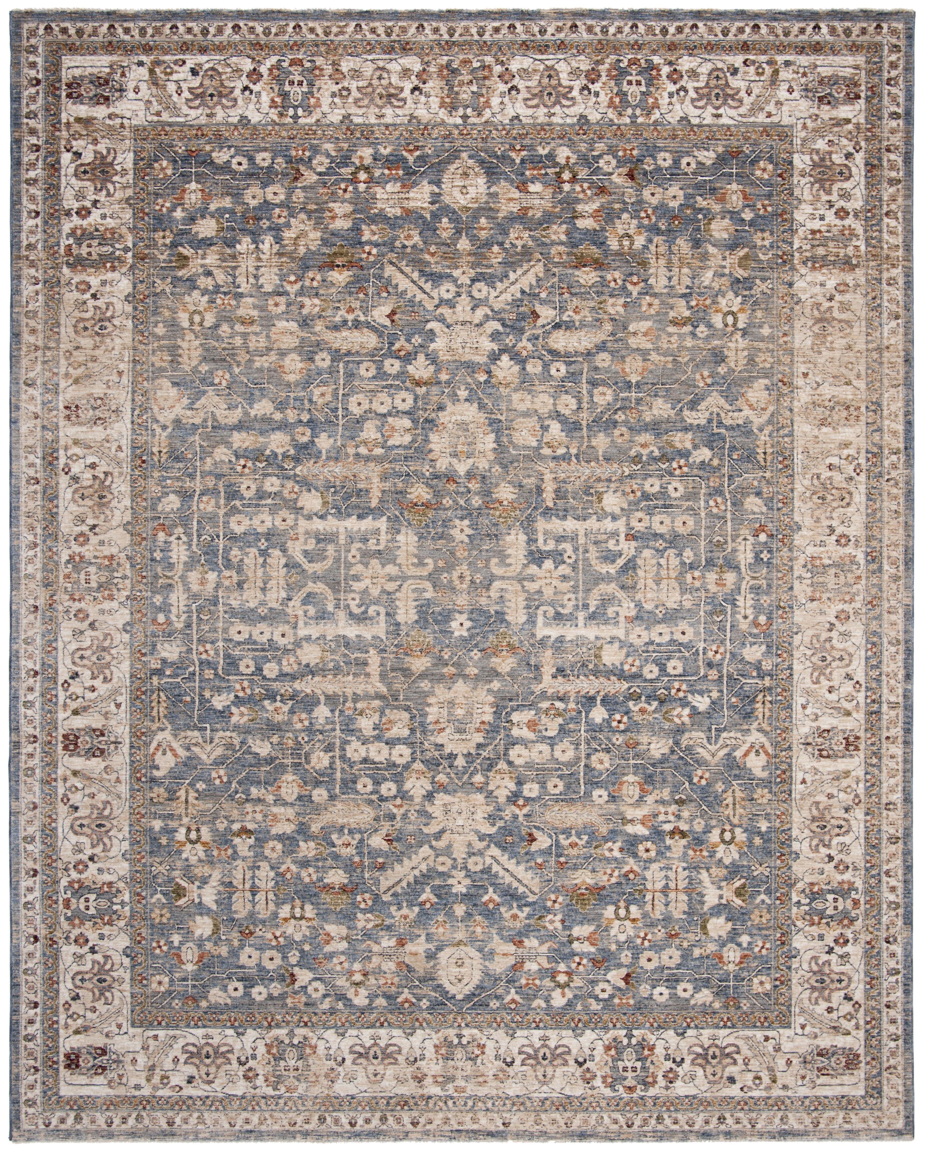 Elegant Light Blue Vintage-Inspired 8' x 10' Synthetic Area Rug