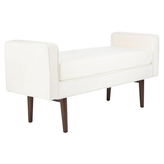 Henri Mid-Century Bench - BCH6303 - Cream/Walnut - Safavieh