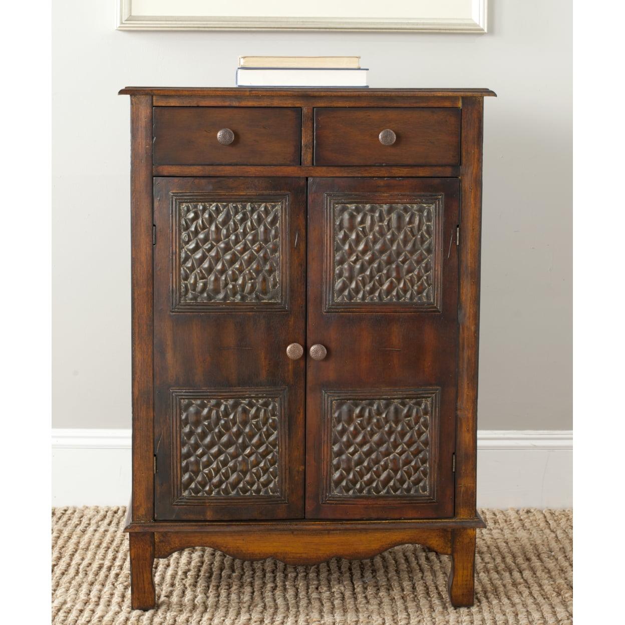 Herbert Dark Brown Solid Birch Accent Cabinet with Brass Knobs