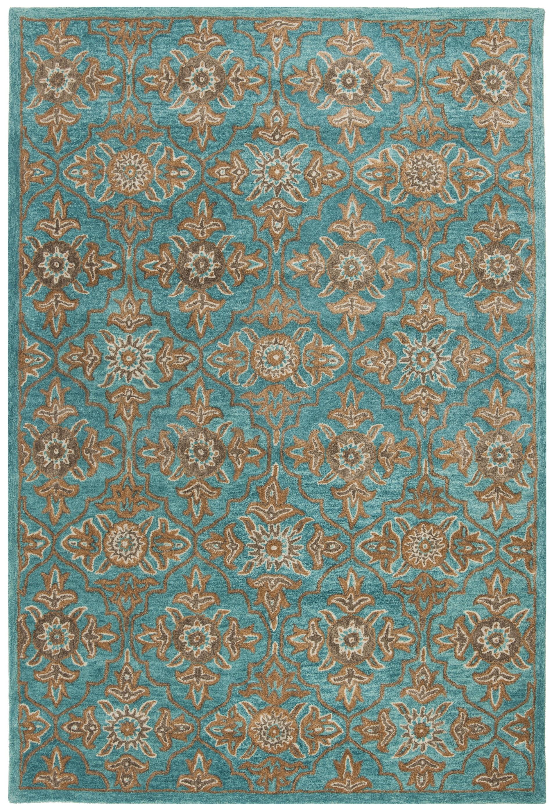 Heritage HG870 Hand Tufted Area Rug - Turquoise/Multi - 6'x9' - Safavieh.