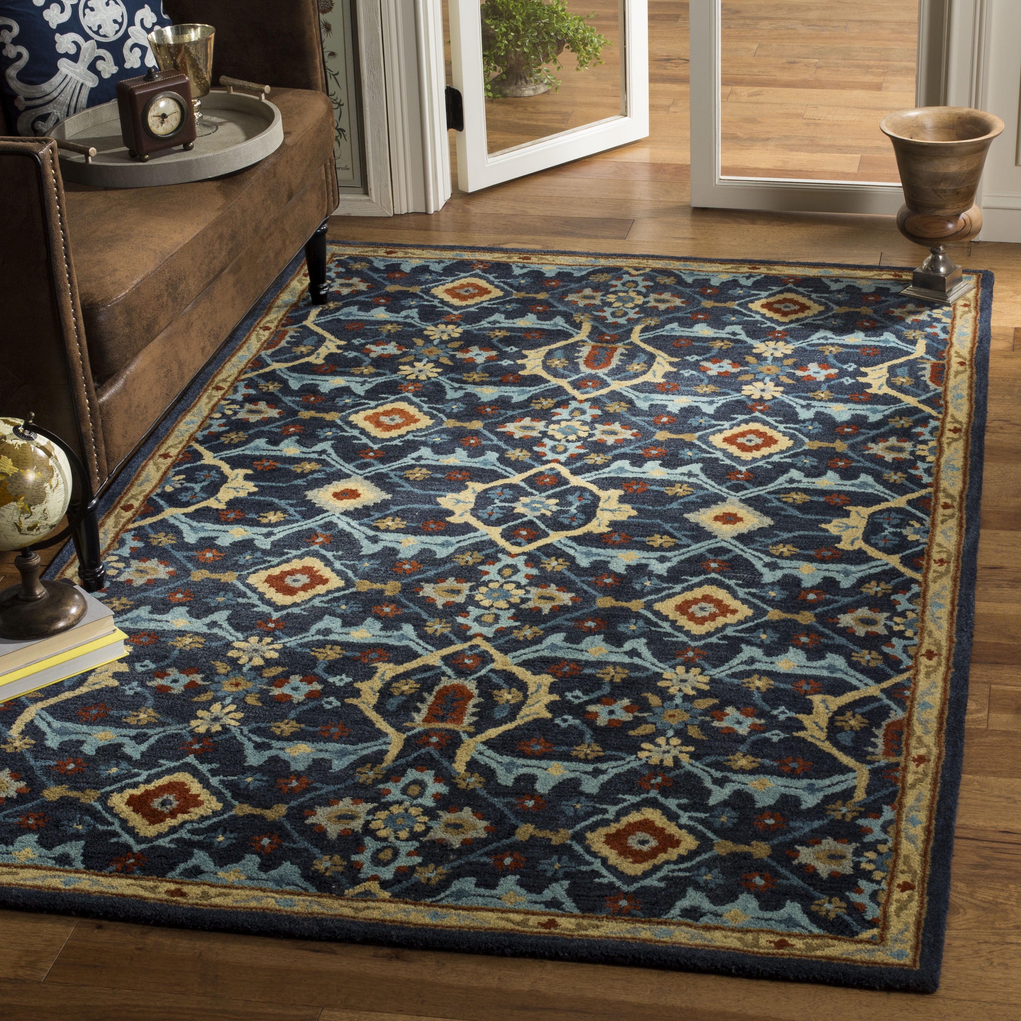 Heritage HG416 Hand Tufted Area Rug - Navy/Multi - 3'x5' - Safavieh.