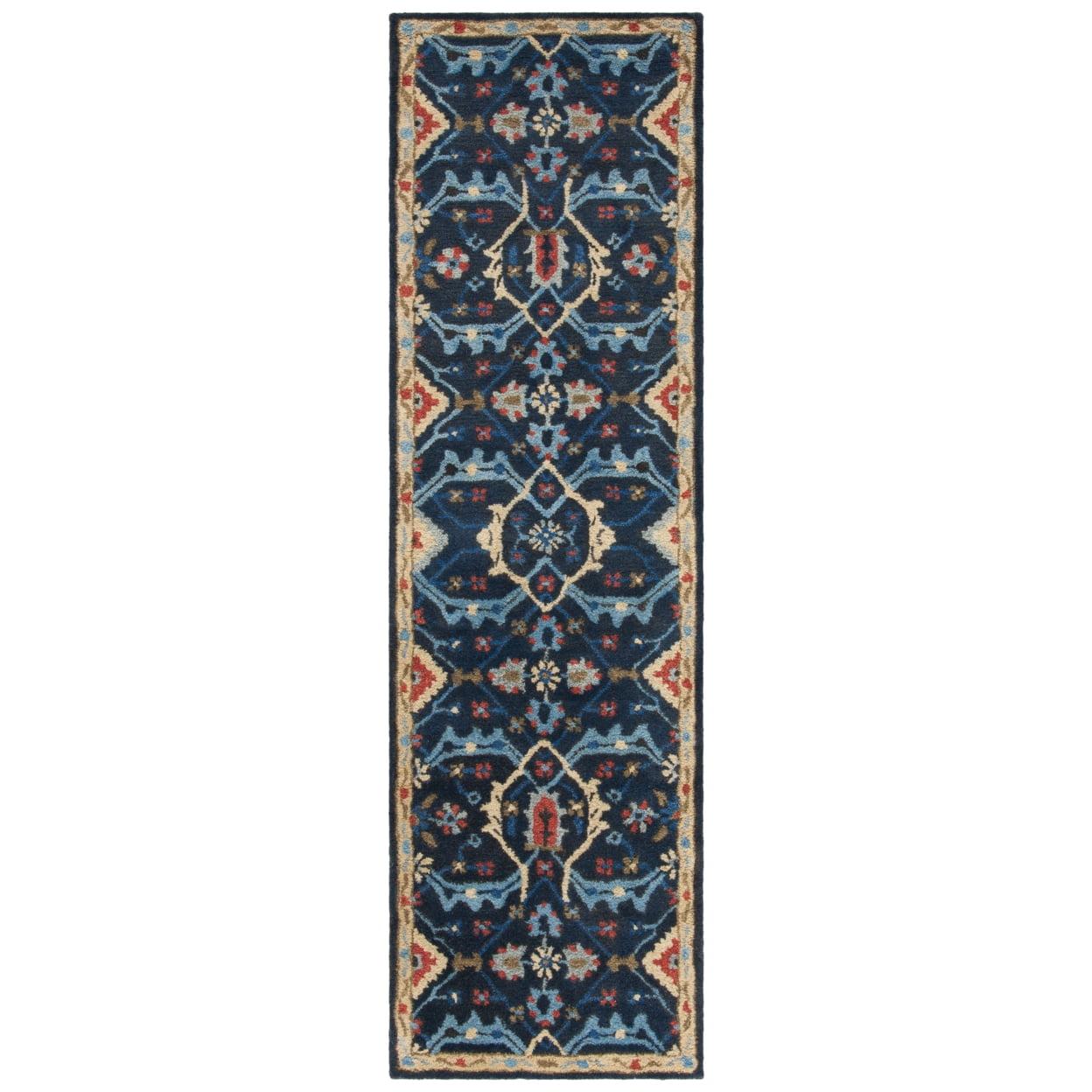 Heritage HG416 Hand Tufted Runner Rug - Navy/Multi - 2'3"x8' - Safavieh.