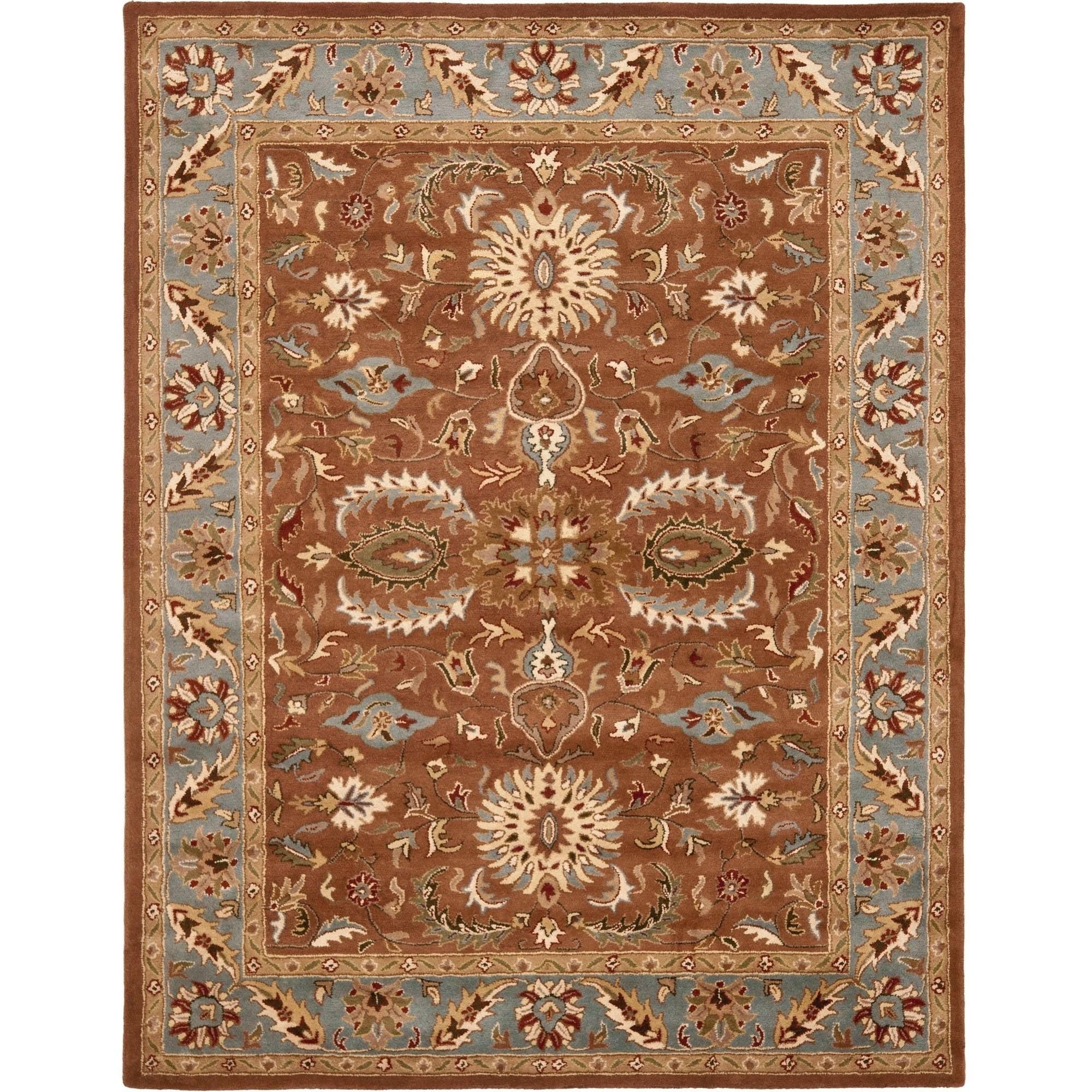 SAFAVIEH Heritage Anglia Traditional Wool Area Rug, Brown/Blue, 6' x 9'