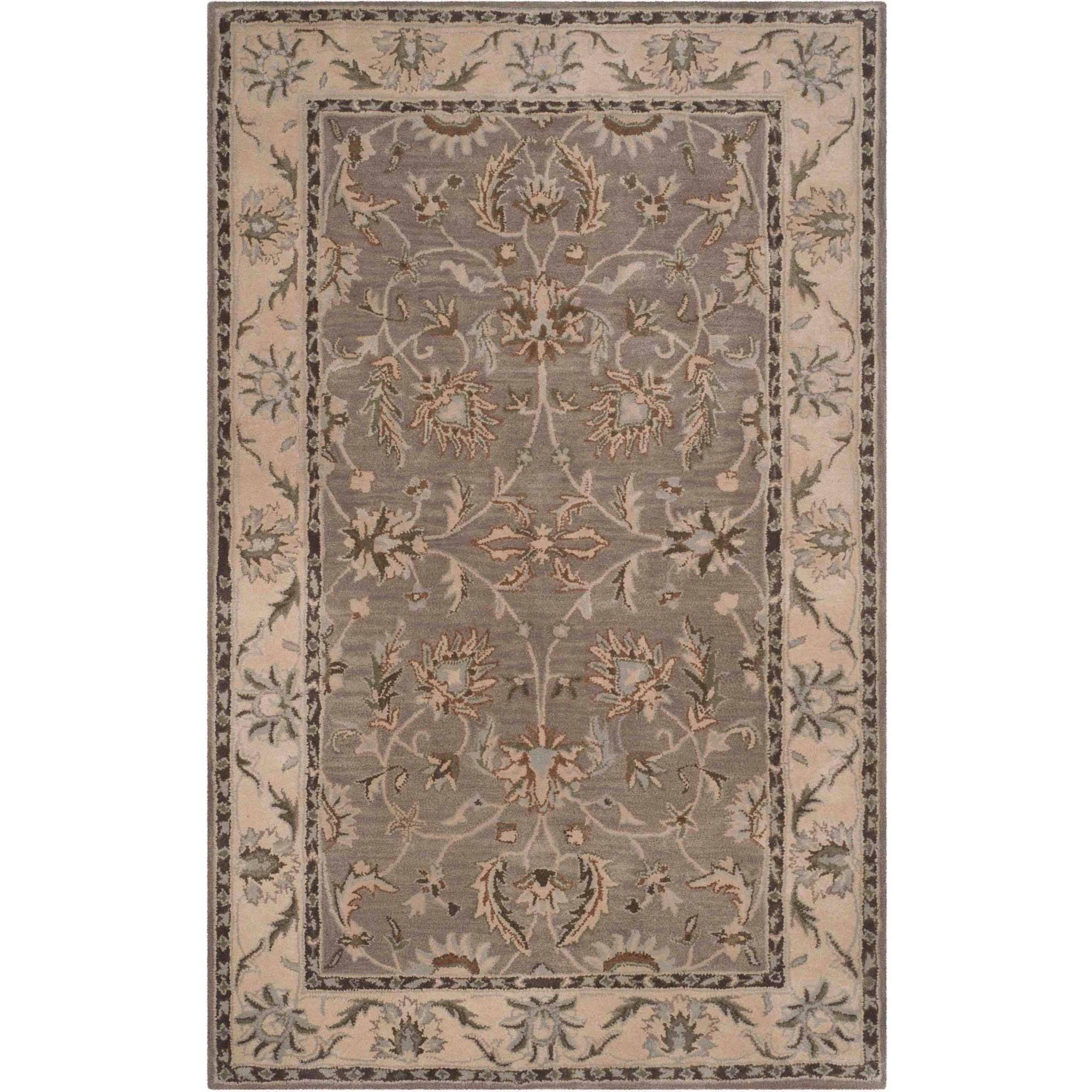 Elegant Heritage Hand-Tufted Wool Area Rug 6' x 9' - Gray