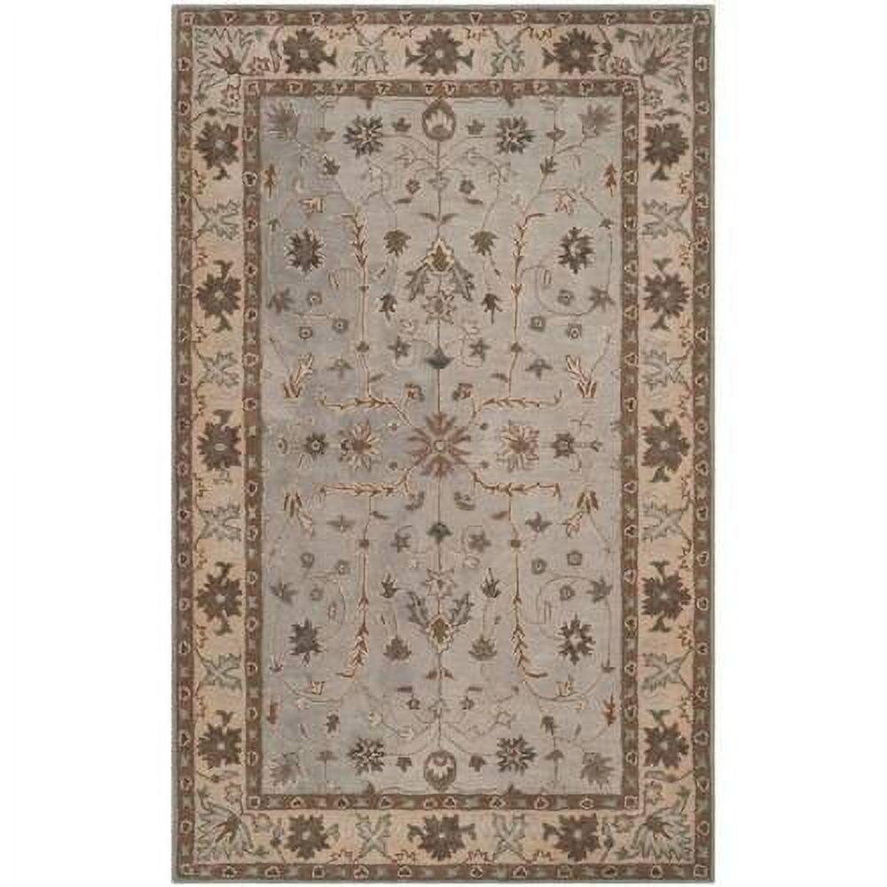 Handcrafted Multicolor Floral Medallion Wool Round Rug, 3' x 5'