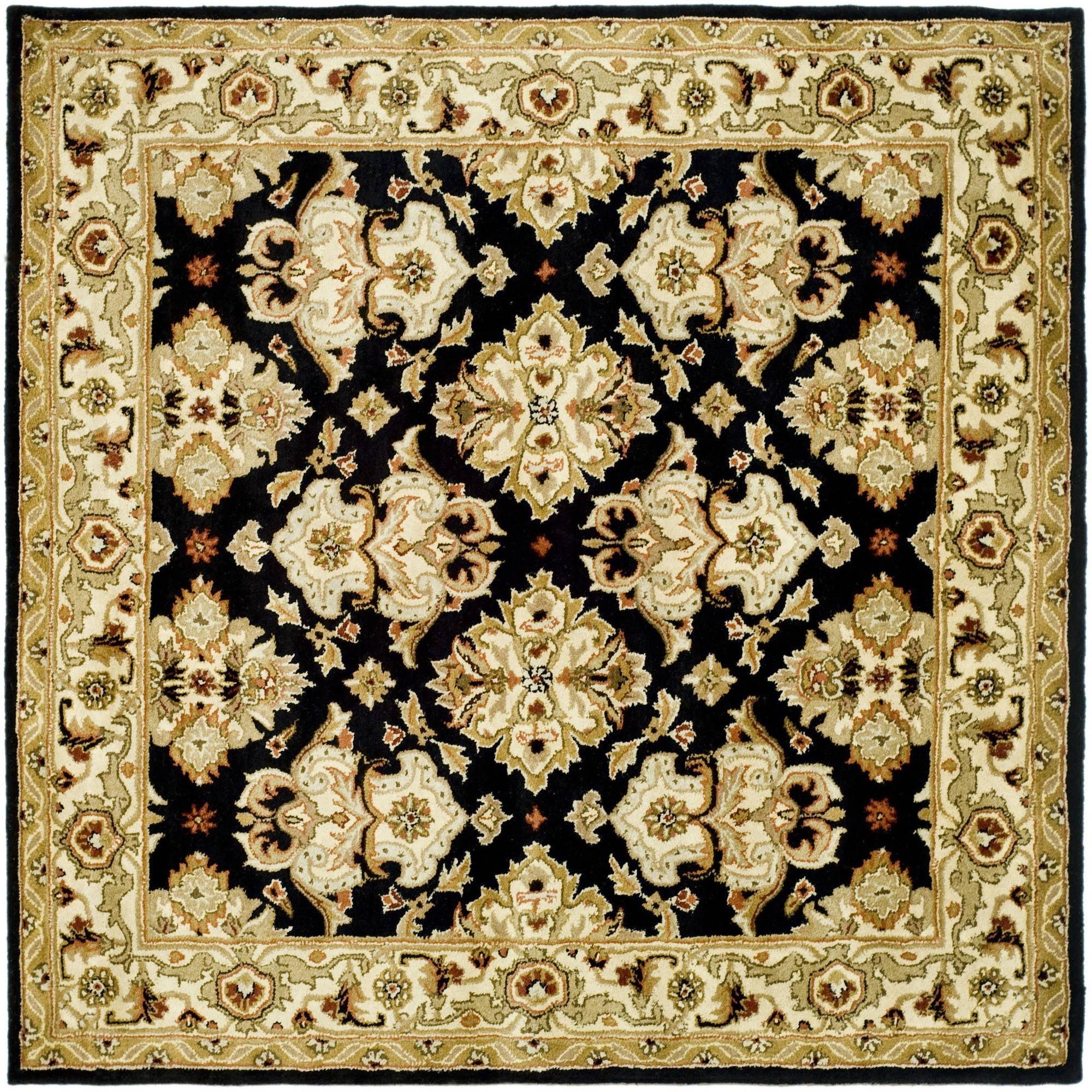Heritage HG817 Hand Tufted Area Rug - Black/Ivory - 8'x8' - Safavieh.