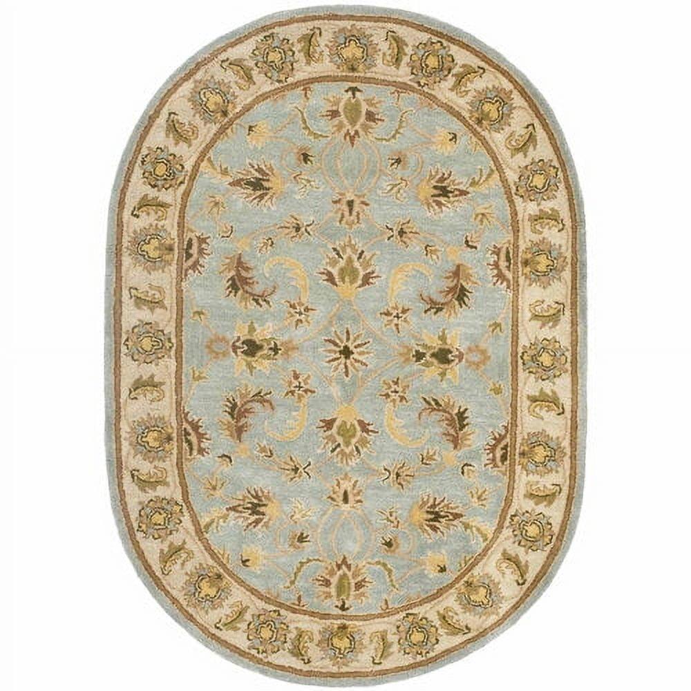 Heritage HG913 Hand Tufted Area Rug - Light Blue/Beige - 4'6"x6'6" Oval - Safavieh.