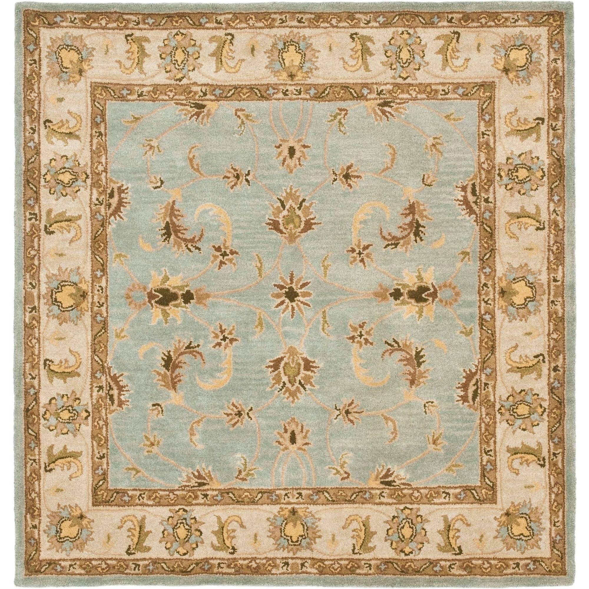 Heritage HG913 Hand Tufted Area Rug - Light Blue/Beige - 4'x4' - Safavieh.