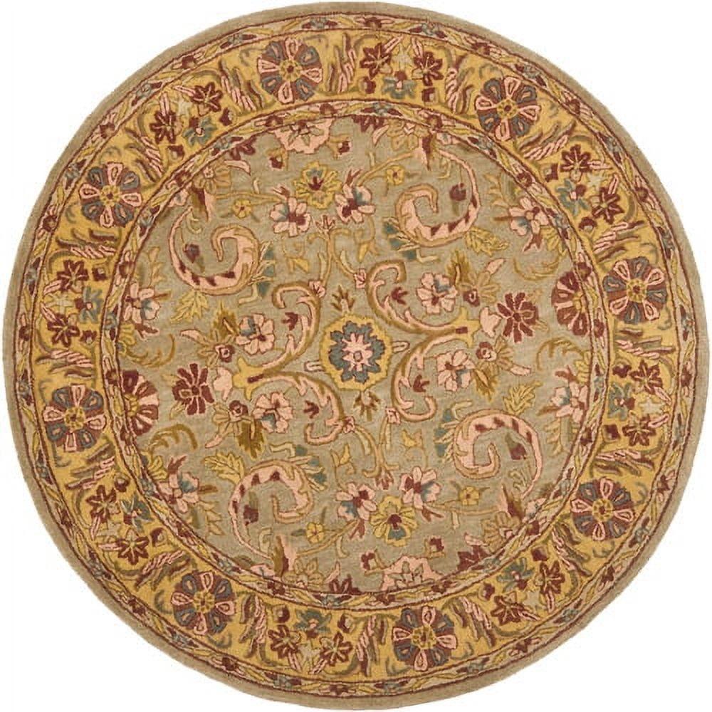 Heritage HG924 Handmade Area Rug - 6' Round - Grey/Gold - Safavieh