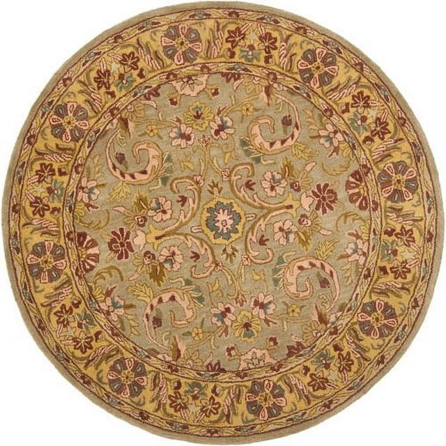 Heritage HG924 Handmade Area Rug - 6' Round - Grey/Gold - Safavieh