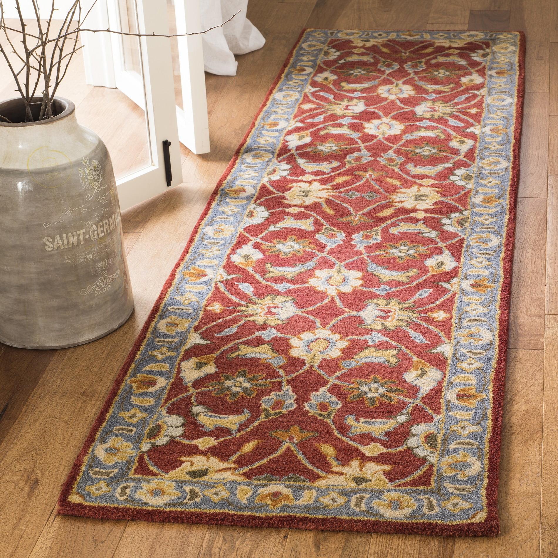 Heritage Red and Blue Hand-Tufted Wool Runner Rug