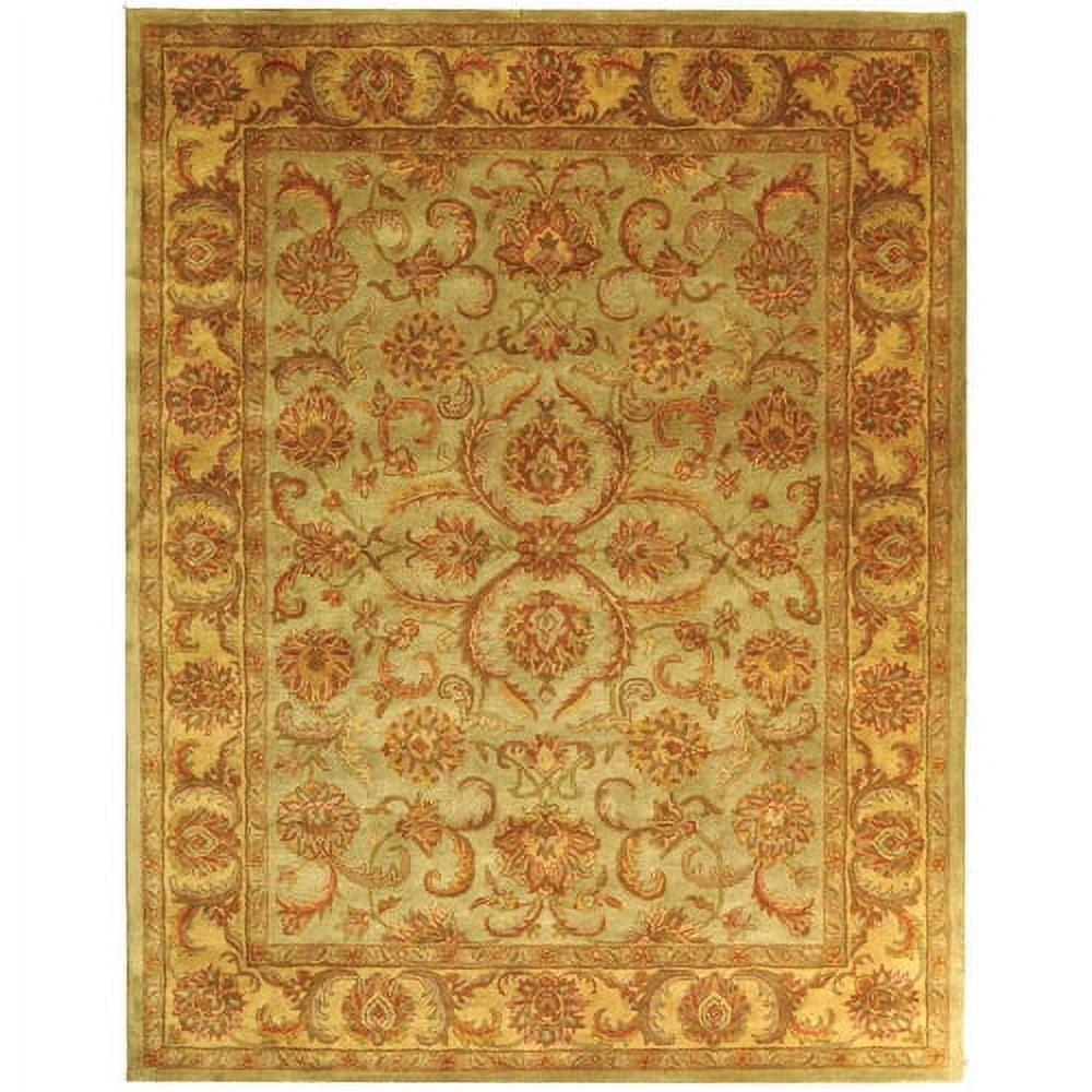 SAFAVIEH Heritage Cheshunt Traditional Wool Area Rug, Green/Gold, 8' x 8' Round
