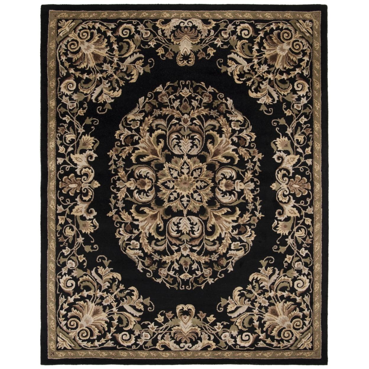 SAFAVIEH Heritage Cleves Traditional Wool Area Rug, Black, 7'6" x 9'6" Oval