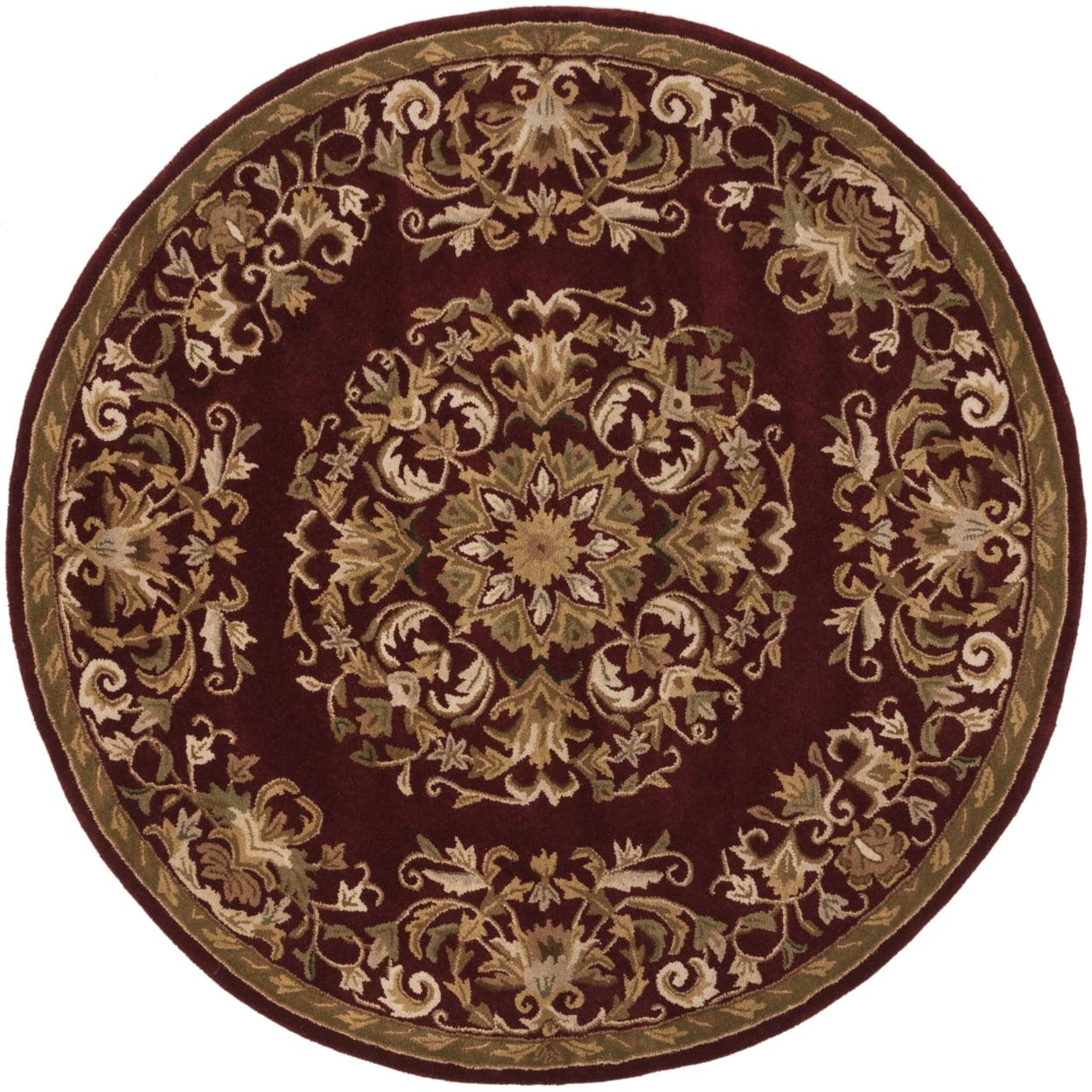 Heritage HG640 Handmade Area Rug - 6' Round - Red - Safavieh