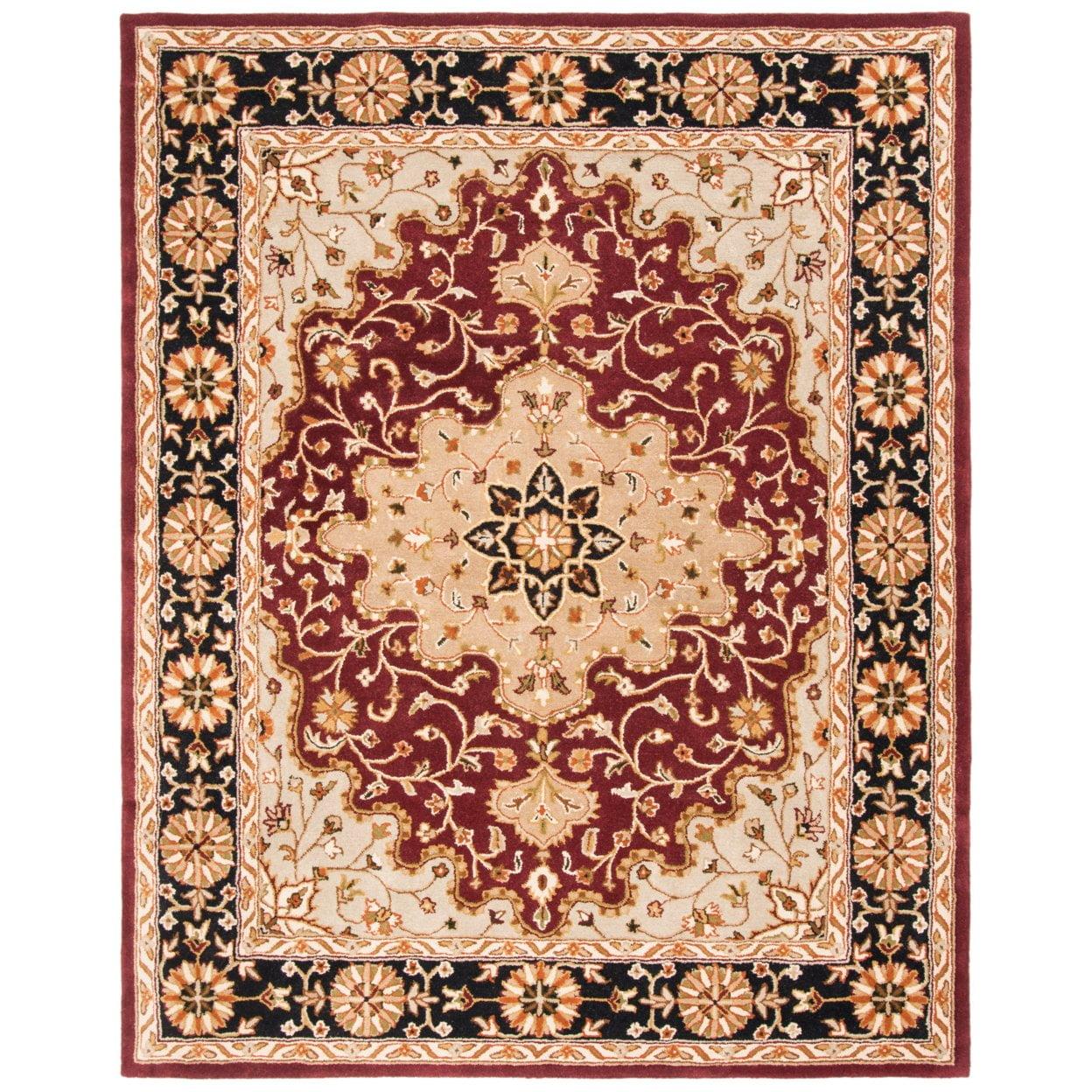 SAFAVIEH Heritage Cromwell Oriental Wool Area Rug, Red/Black, 4'6" x 6'6" Oval
