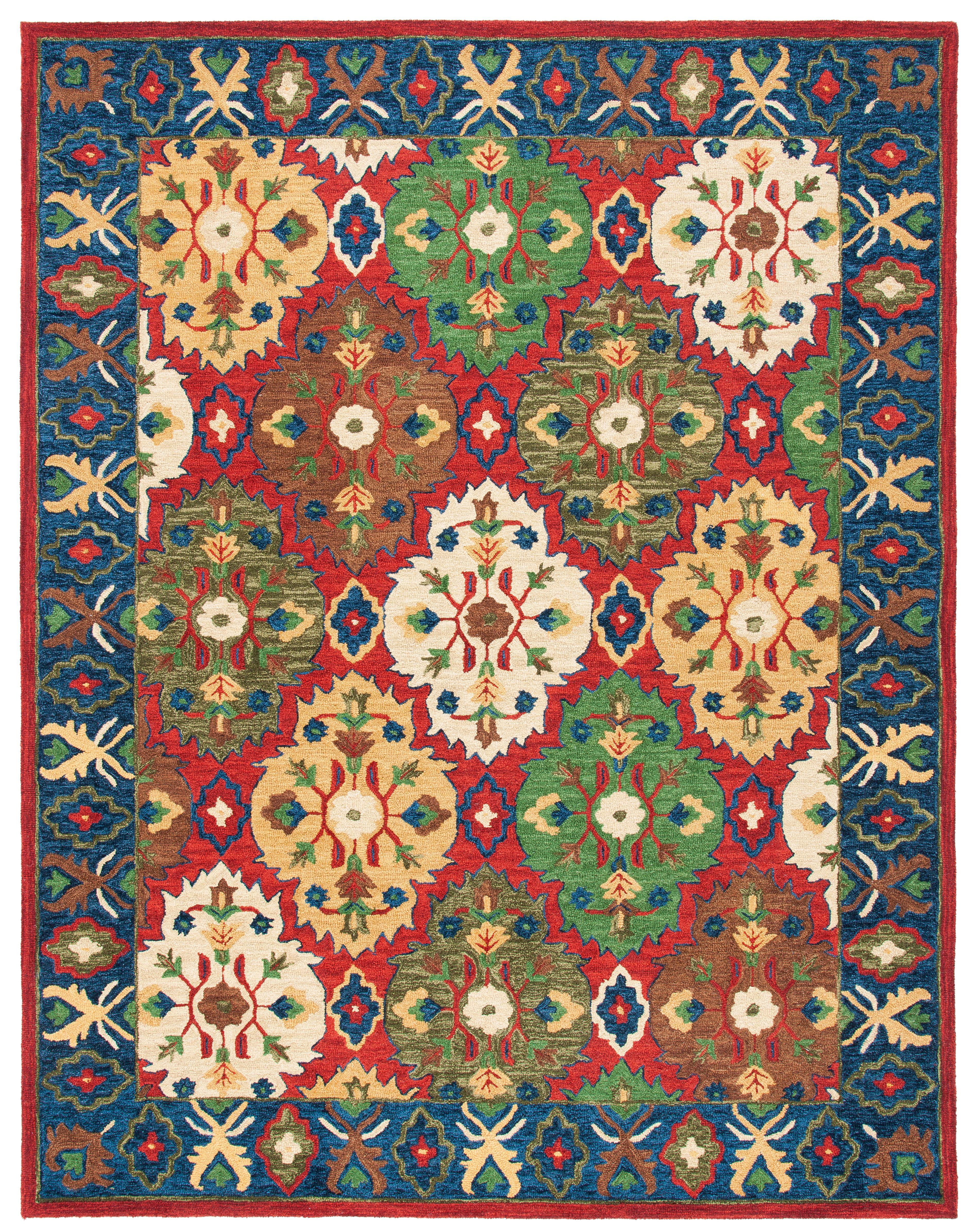 Heritage HG354 Handmade Area Rug - 9'x12' - Red/Blue - Safavieh