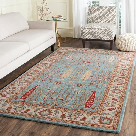 SAFAVIEH Heritage Donette Traditional Wool Area Rug, Blue/Ivory, 9' x 12'