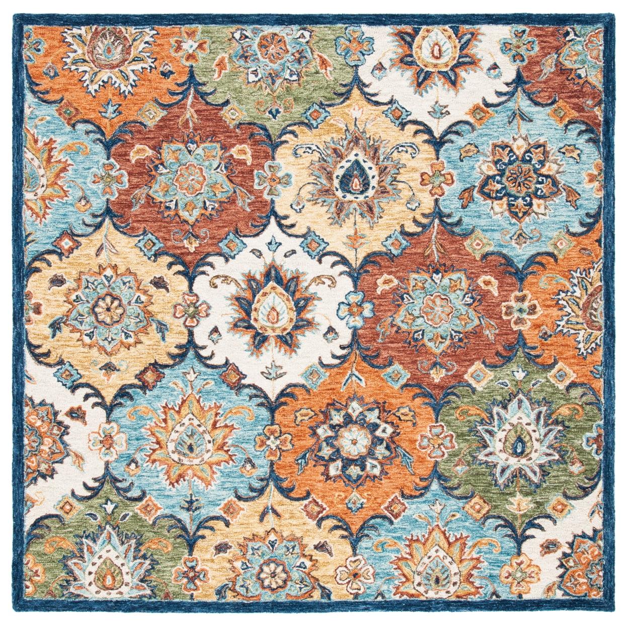 Heritage HG351 Hand Tufted Area Rug - Blue/Rust - 6'x6' - Safavieh.