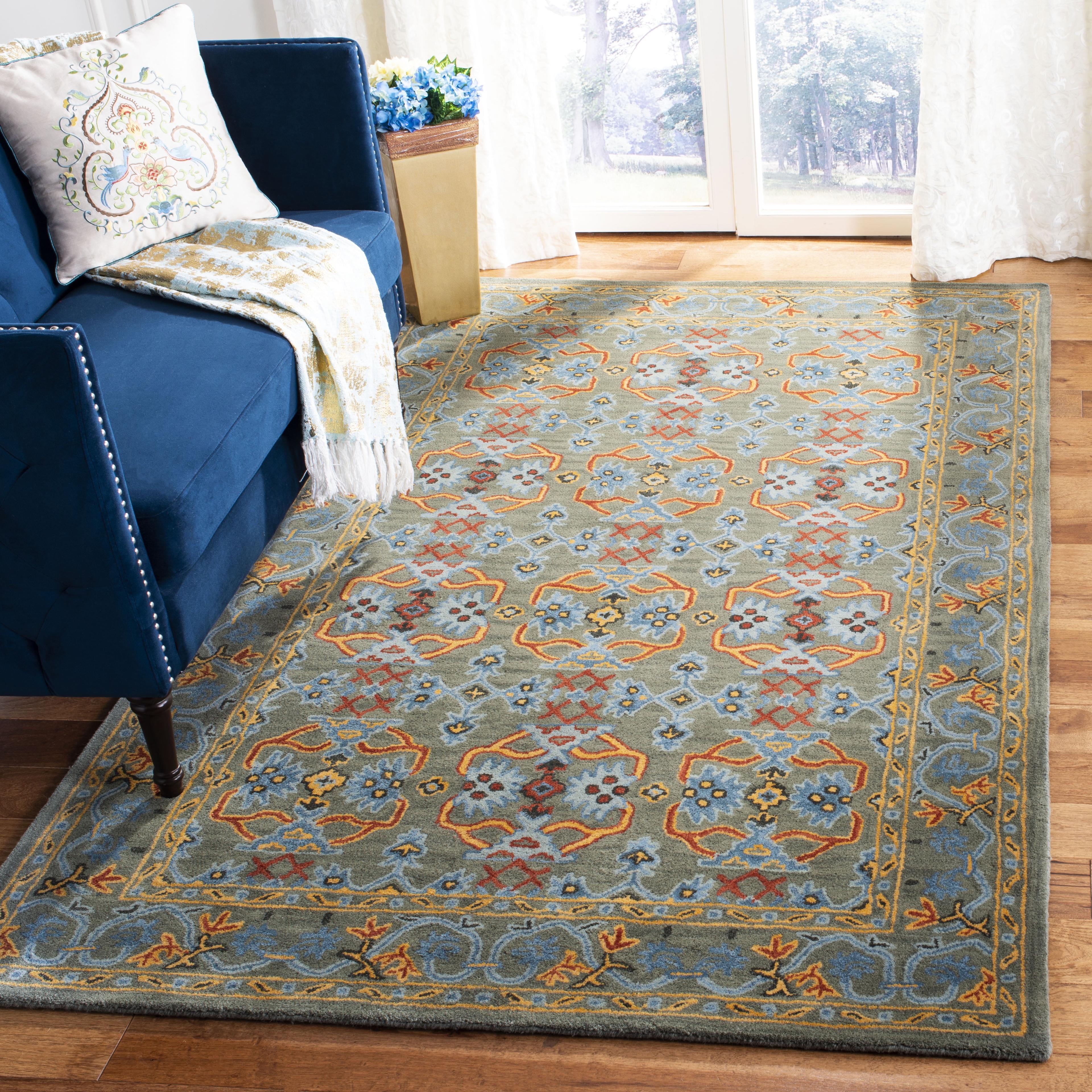 Heritage Sage and Blue Hand-Tufted Wool Area Rug