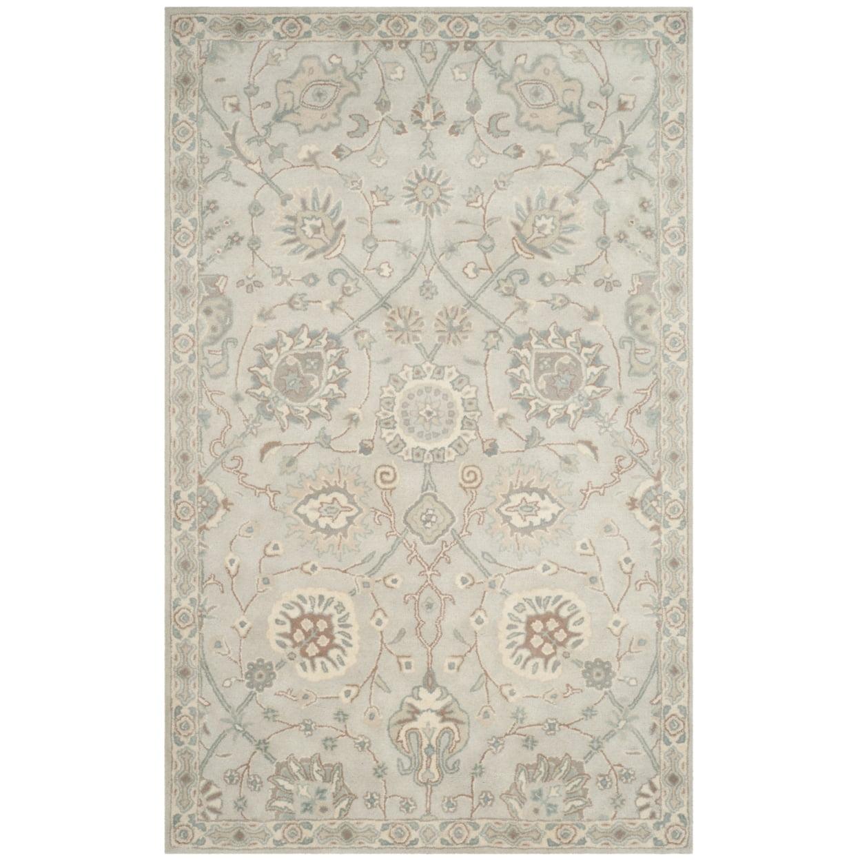 Elegant Heritage Silver/Ivory Hand-Tufted Wool Area Rug 5' x 8'