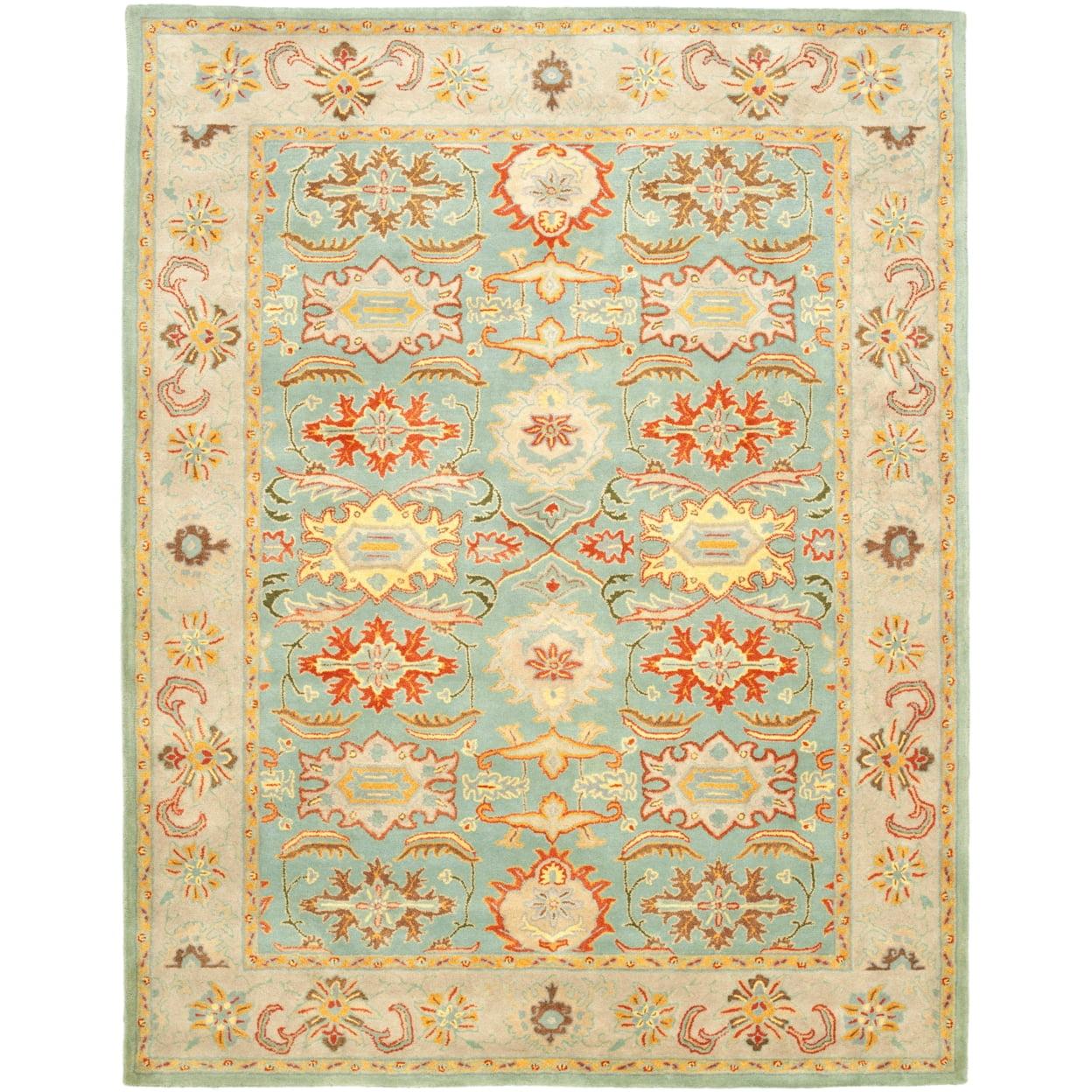 SAFAVIEH Heritage Giles Traditional Wool Area Rug, Light Blue/Ivory, 12' x 18'