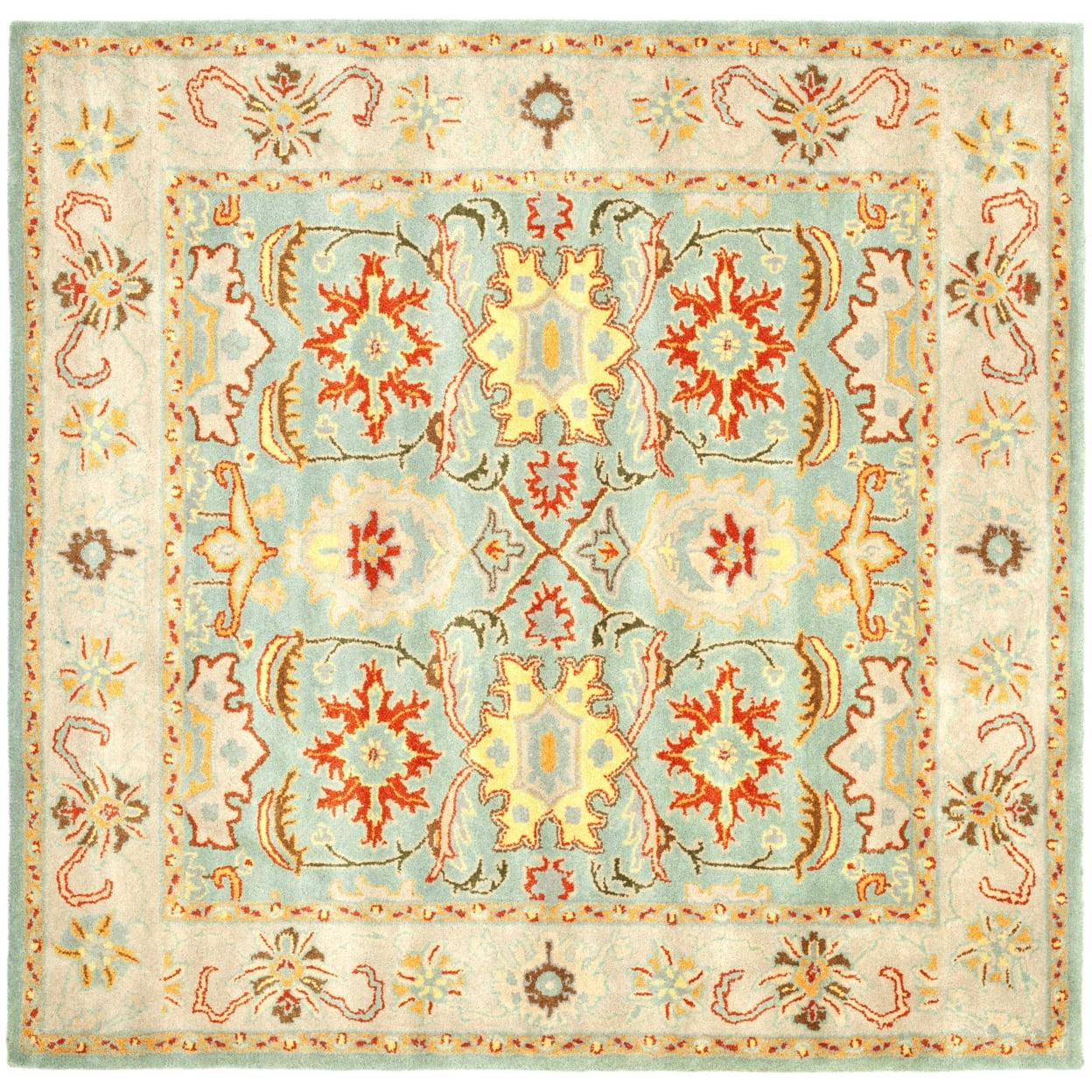 Heritage HG734 Handmade Area Rug - 6'x6' - Light Blue/Ivory - Safavieh