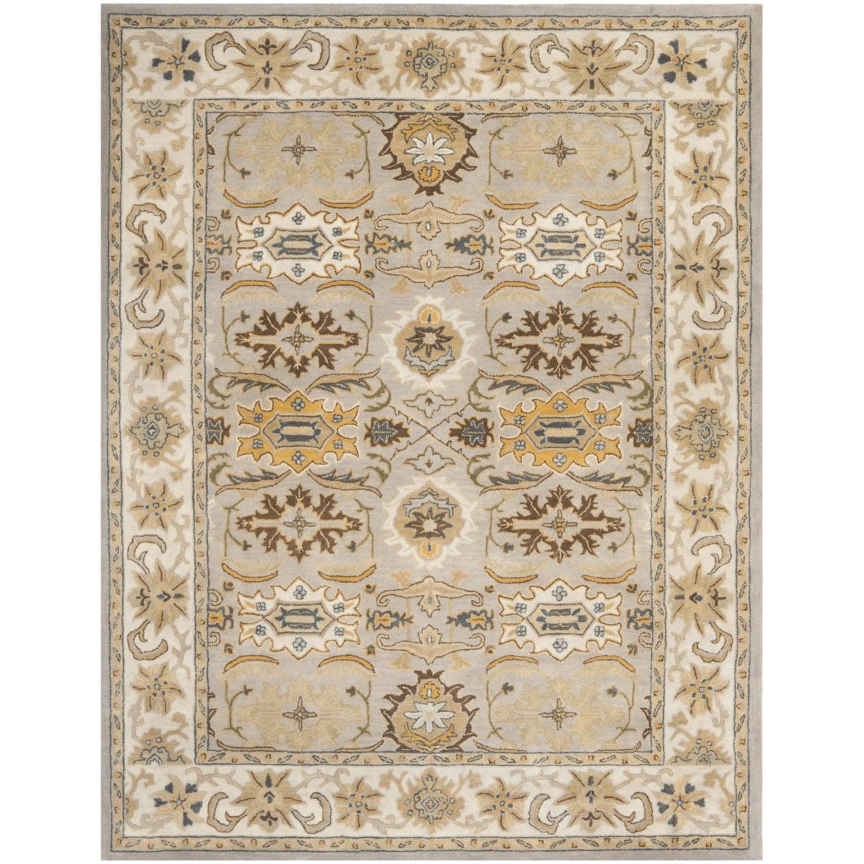 SAFAVIEH Heritage Giles Traditional Wool Area Rug, Light Grey/Grey, 7'6" x 9'6"