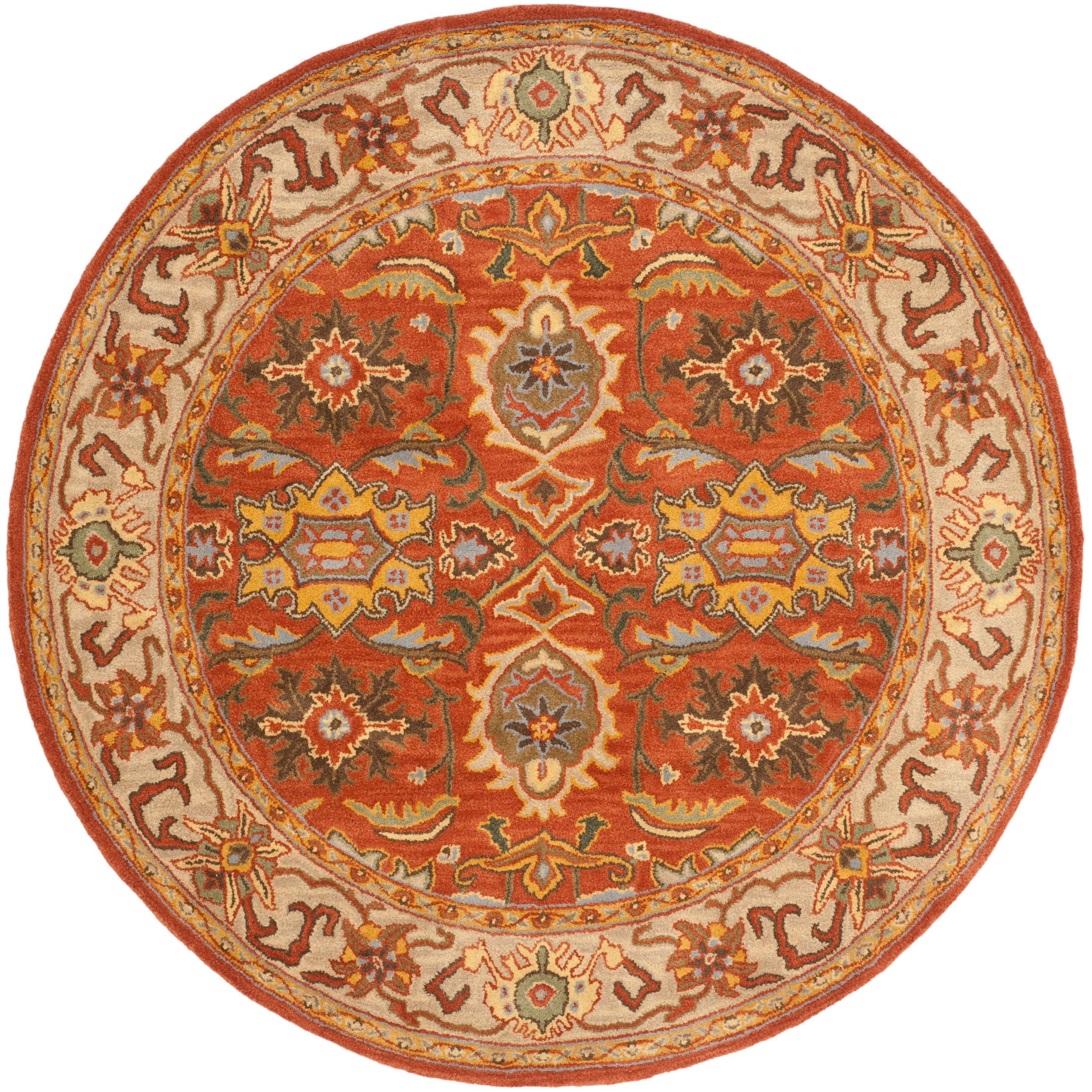 Heritage HG734 Handmade Area Rug - 6' Round - Rust/Beige - Safavieh