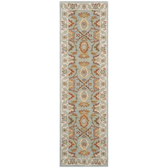 SAFAVIEH Heritage Giles Traditional Wool Runner Rug, Light Blue/Ivory, 2'3" x 14'