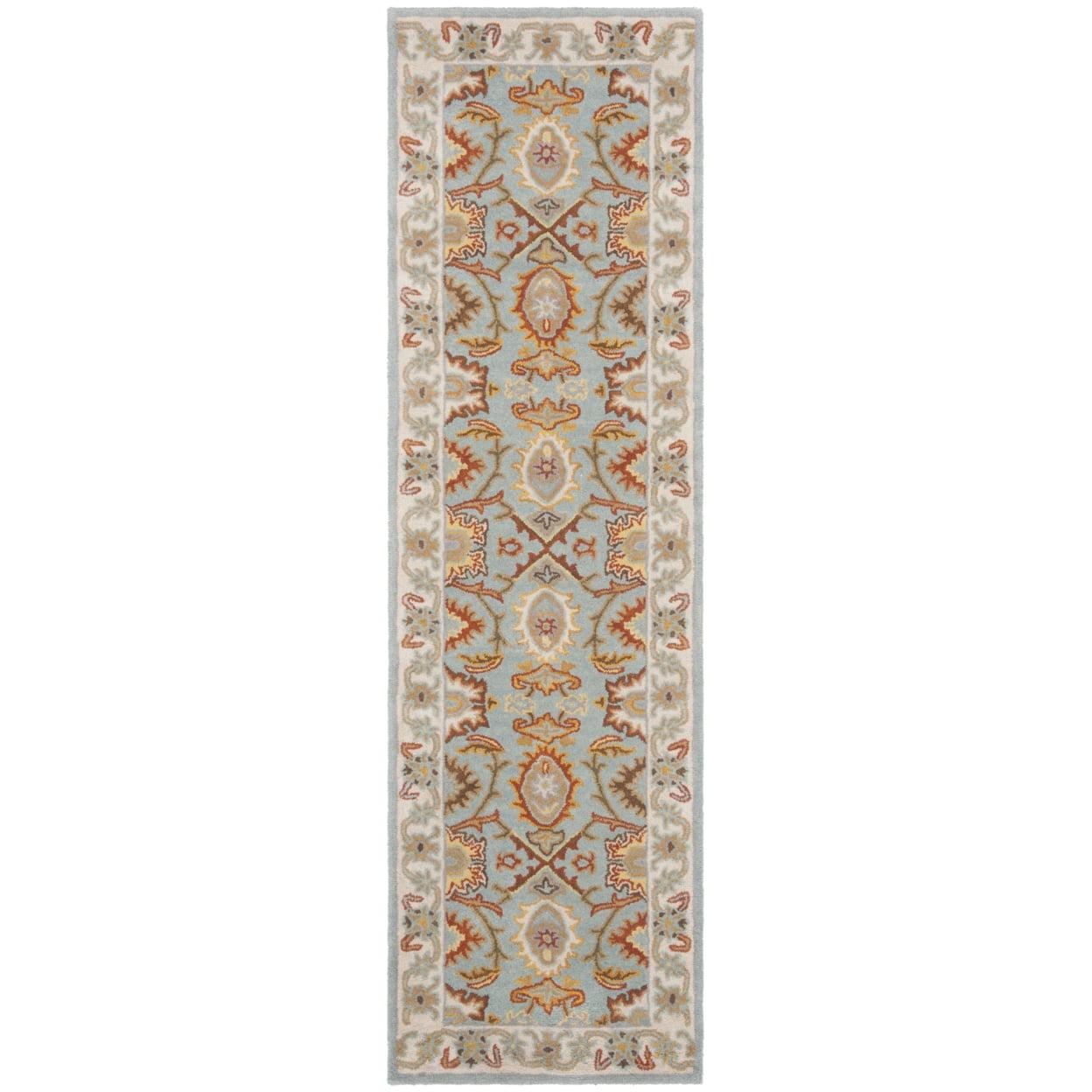 Heritage HG734 Handmade Runner Rug - 2'3"x18' - Light Blue/Ivory - Safavieh