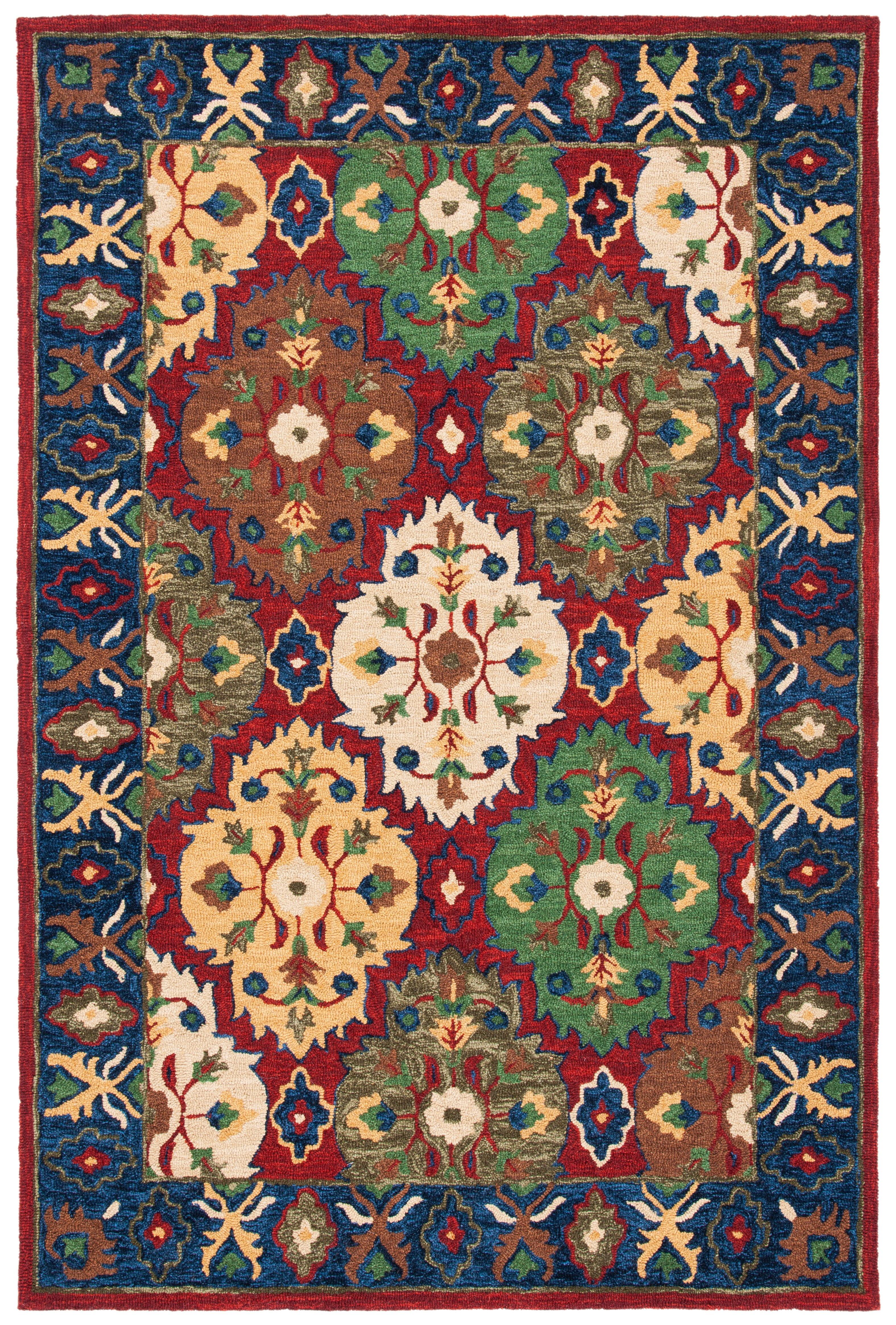 Heritage HG354 Hand Tufted Area Rug - Red/Blue - 4'x6' - Safavieh.