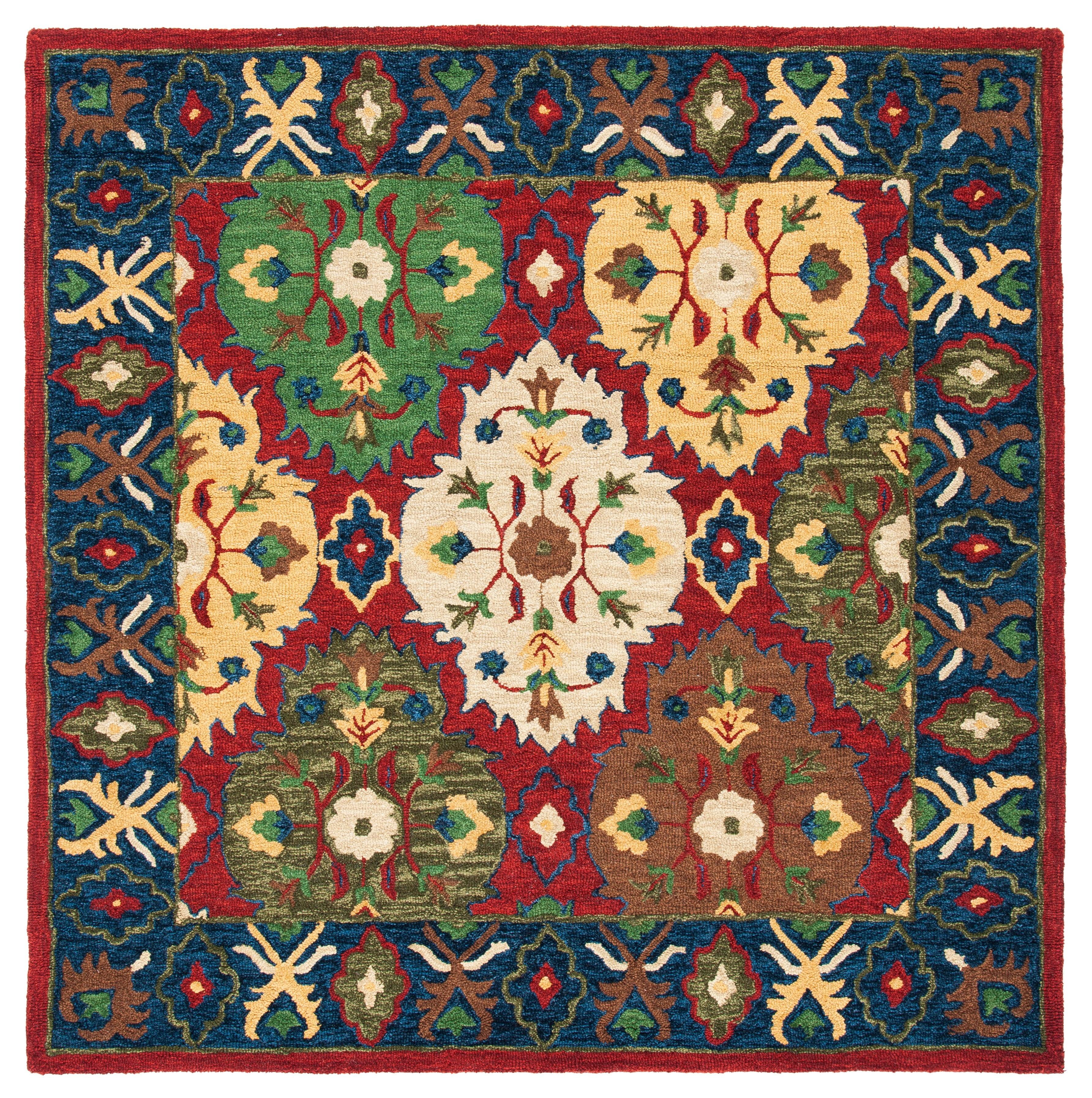 Heritage HG354 Hand Tufted Area Rug - Red/Blue - 6'x6' - Safavieh.