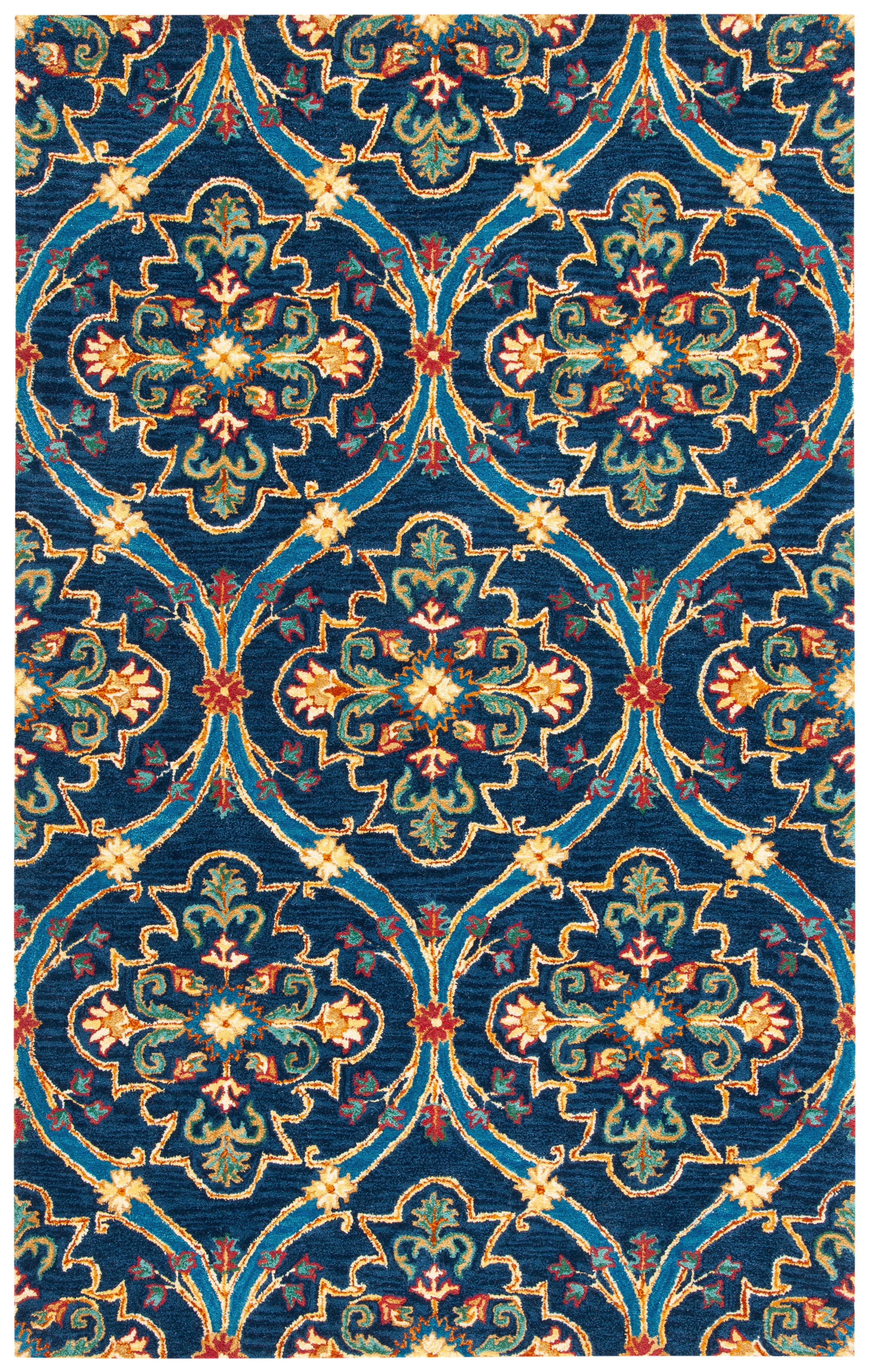 Heritage HG475 Hand Tufted Area Rug - Navy/Yellow - 3'x5' - Safavieh.