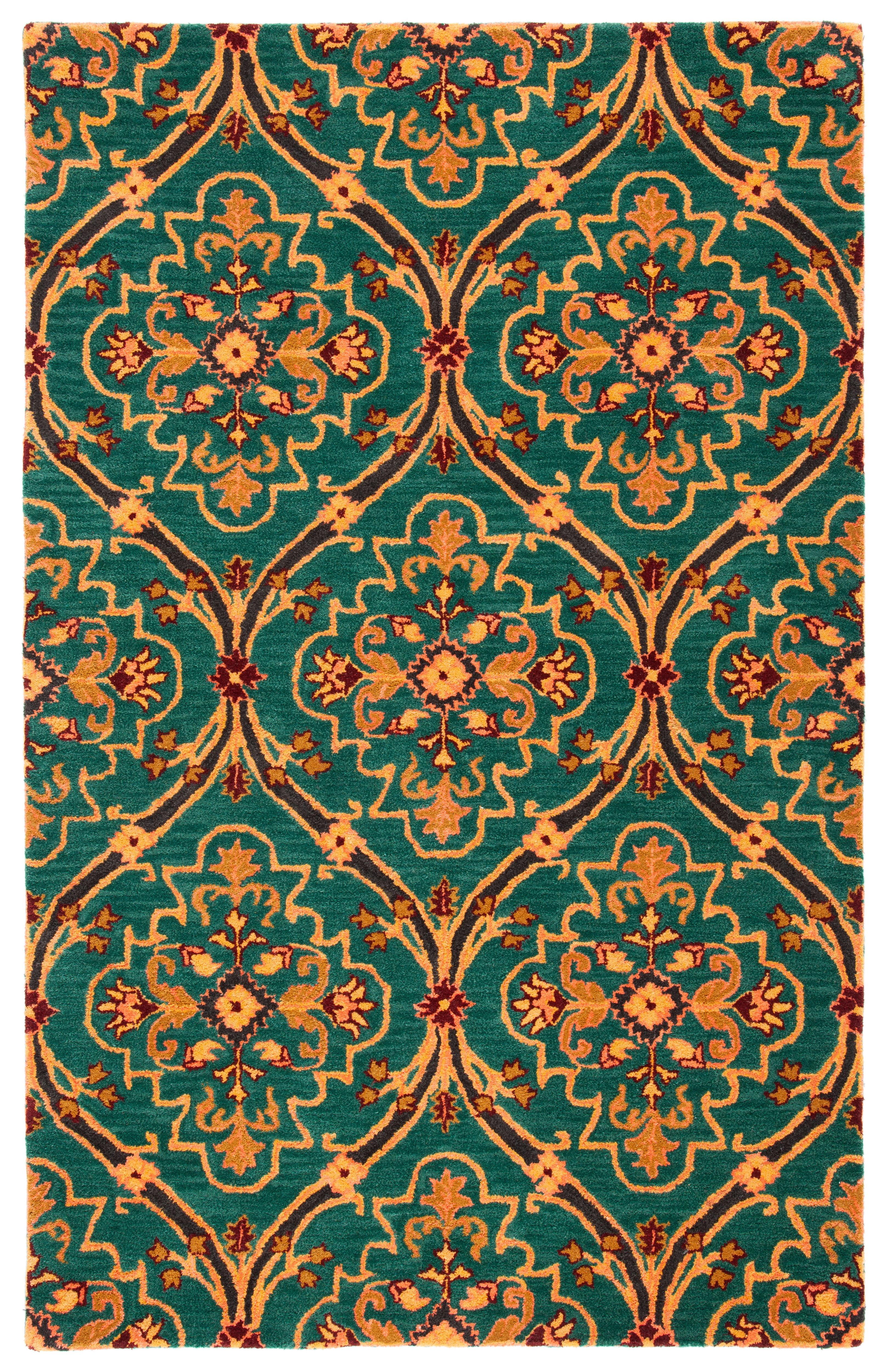 Heritage HG475 Hand Tufted Area Rug - Green/Orange - 3'x5' - Safavieh.
