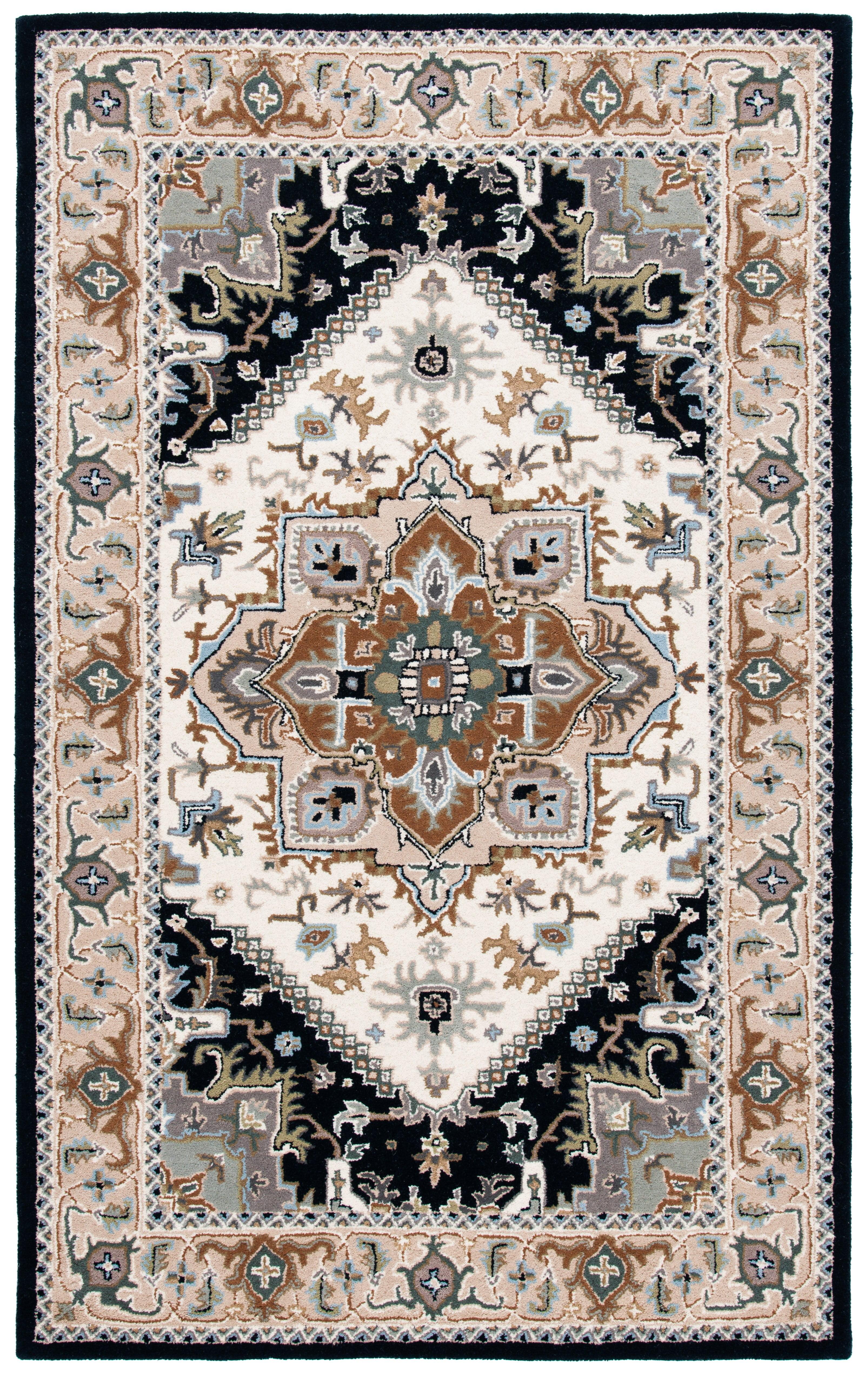 Heritage HG625 Handmade Area Rug - 5'x8' - Beige/Navy - Safavieh