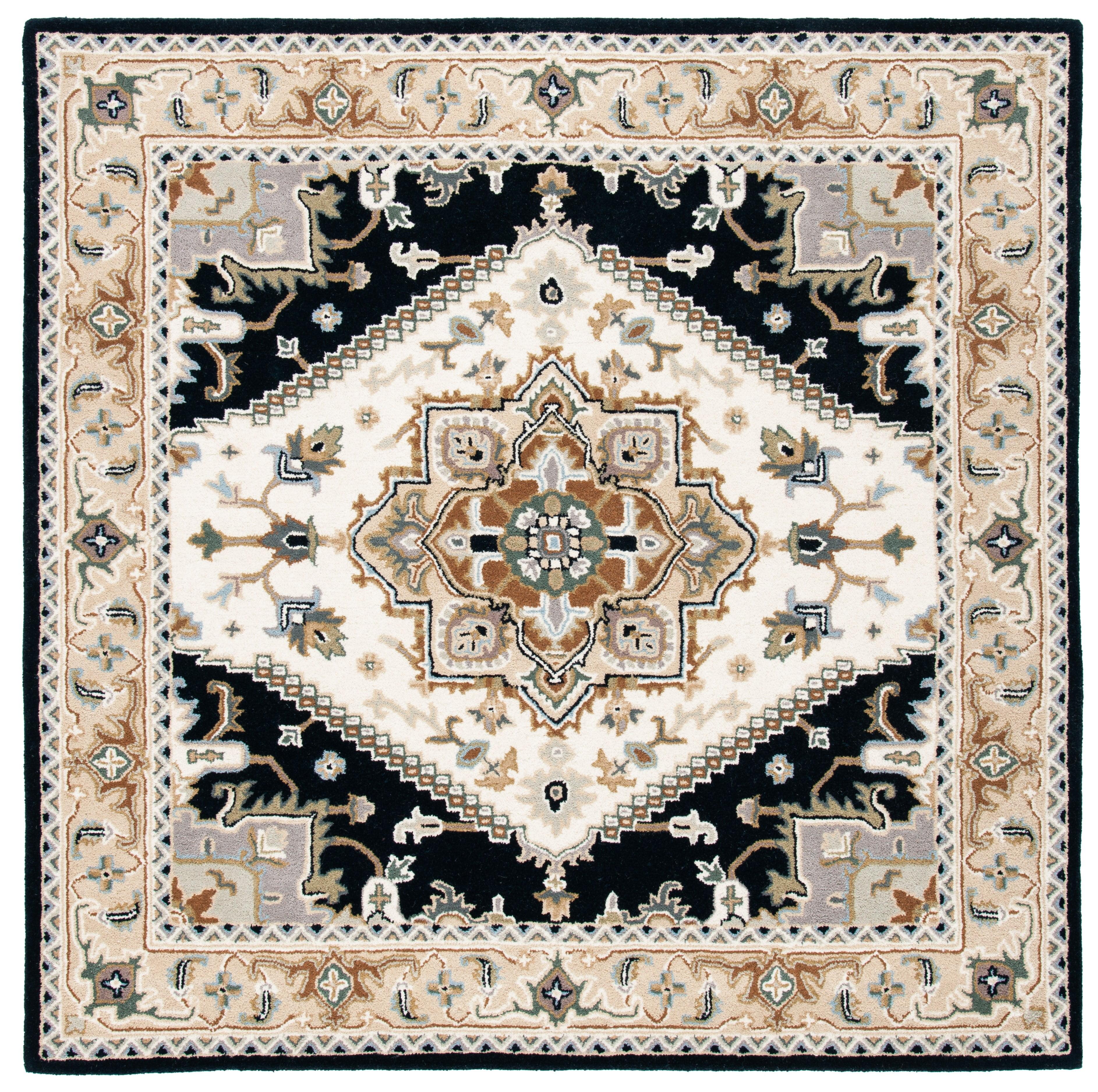 SAFAVIEH Heritage York Oriental Wool Area Rug, Beige/Navy, 8' x 8' Square