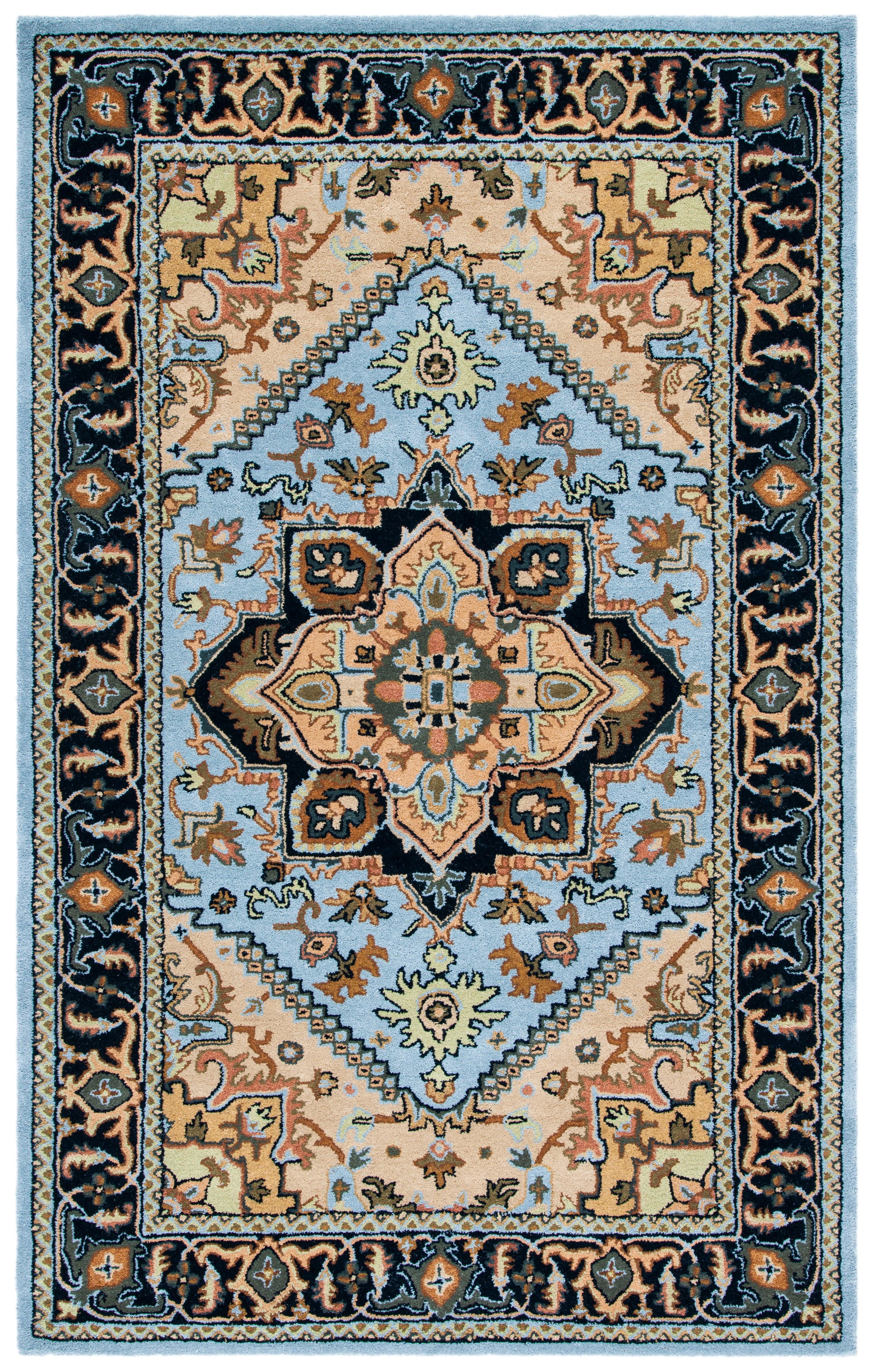 Heritage HG625 Handmade Area Rug - 5'x8' - Blue/Light Brown - Safavieh