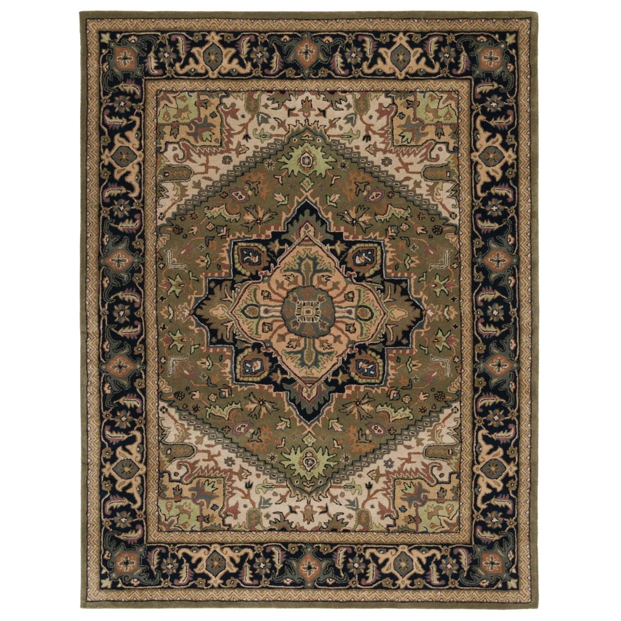 SAFAVIEH Heritage York Oriental Wool Area Rug, Green/Light Brown, 9' x 12'