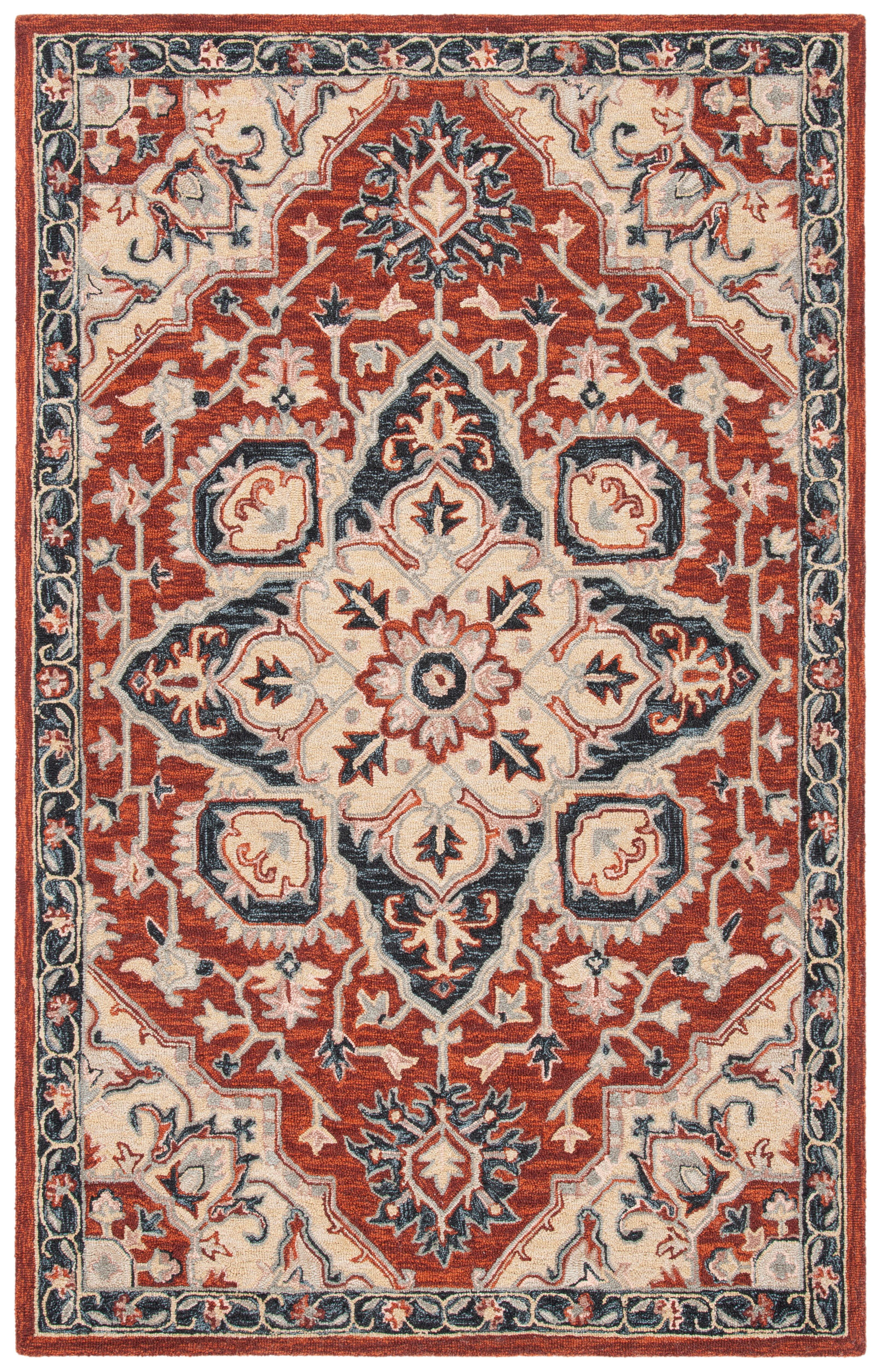 Heritage HG922 Hand Tufted Area Rug - Red/Black - 4'x6' - Safavieh.