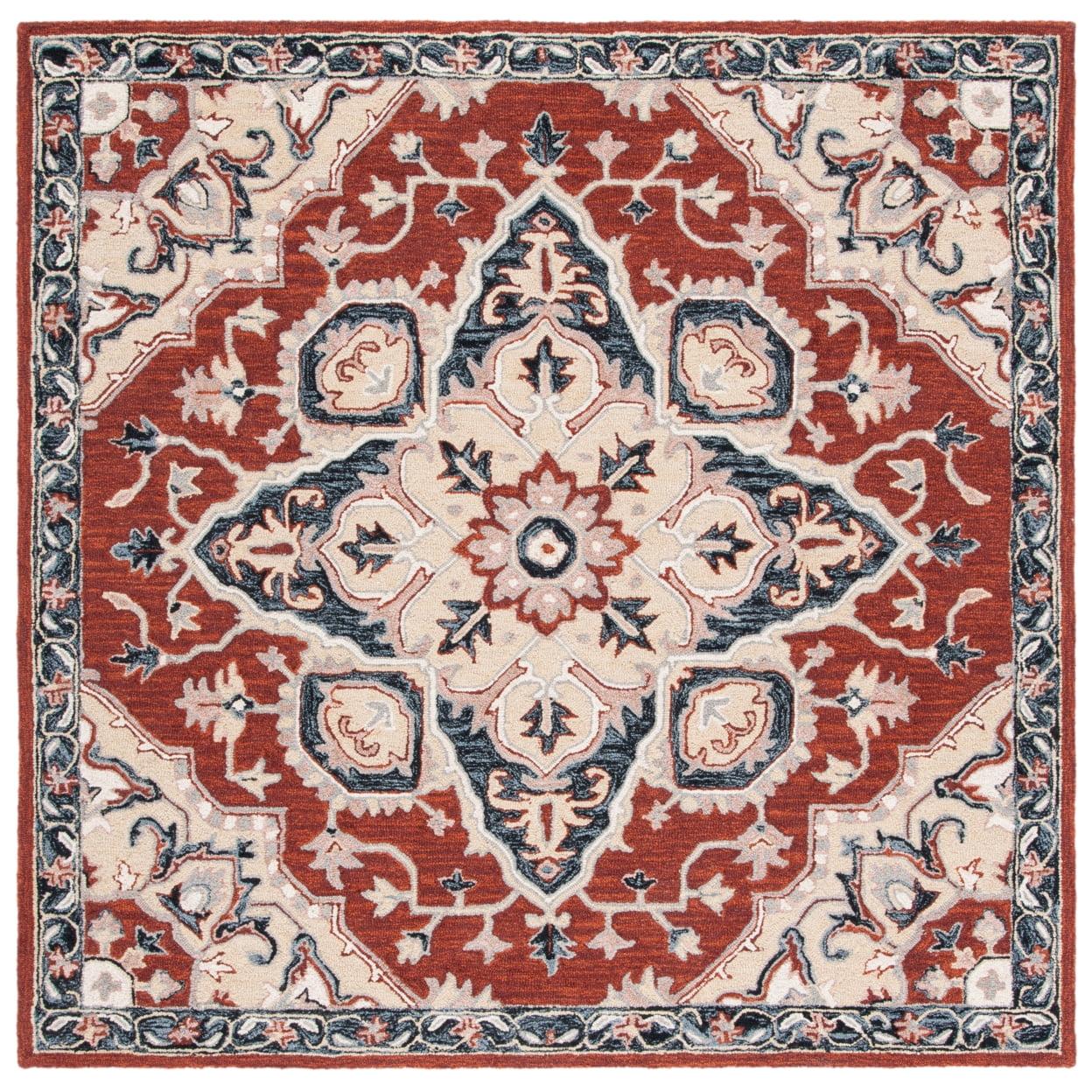 Heritage HG922 Hand Tufted Area Rug - Red/Black - 6'x6' - Safavieh.